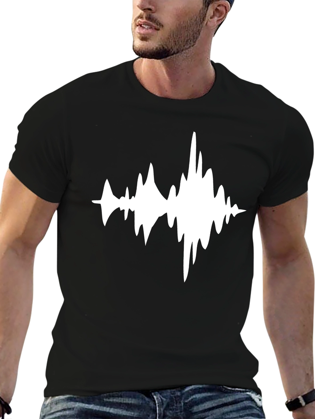 Sound Wave Graphic Black T-Shirt