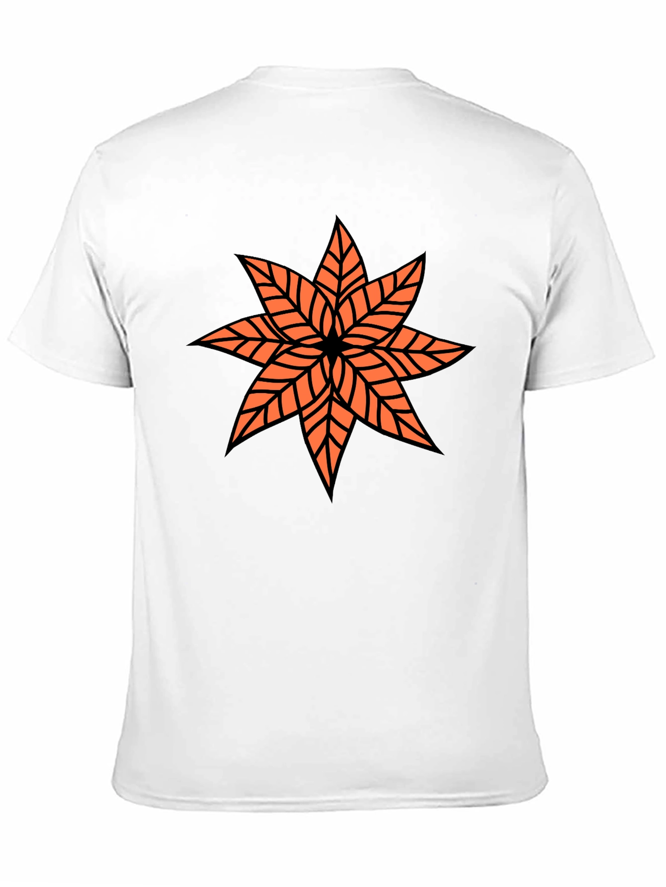 Black Graphic Tee - Orange Floral Star Design