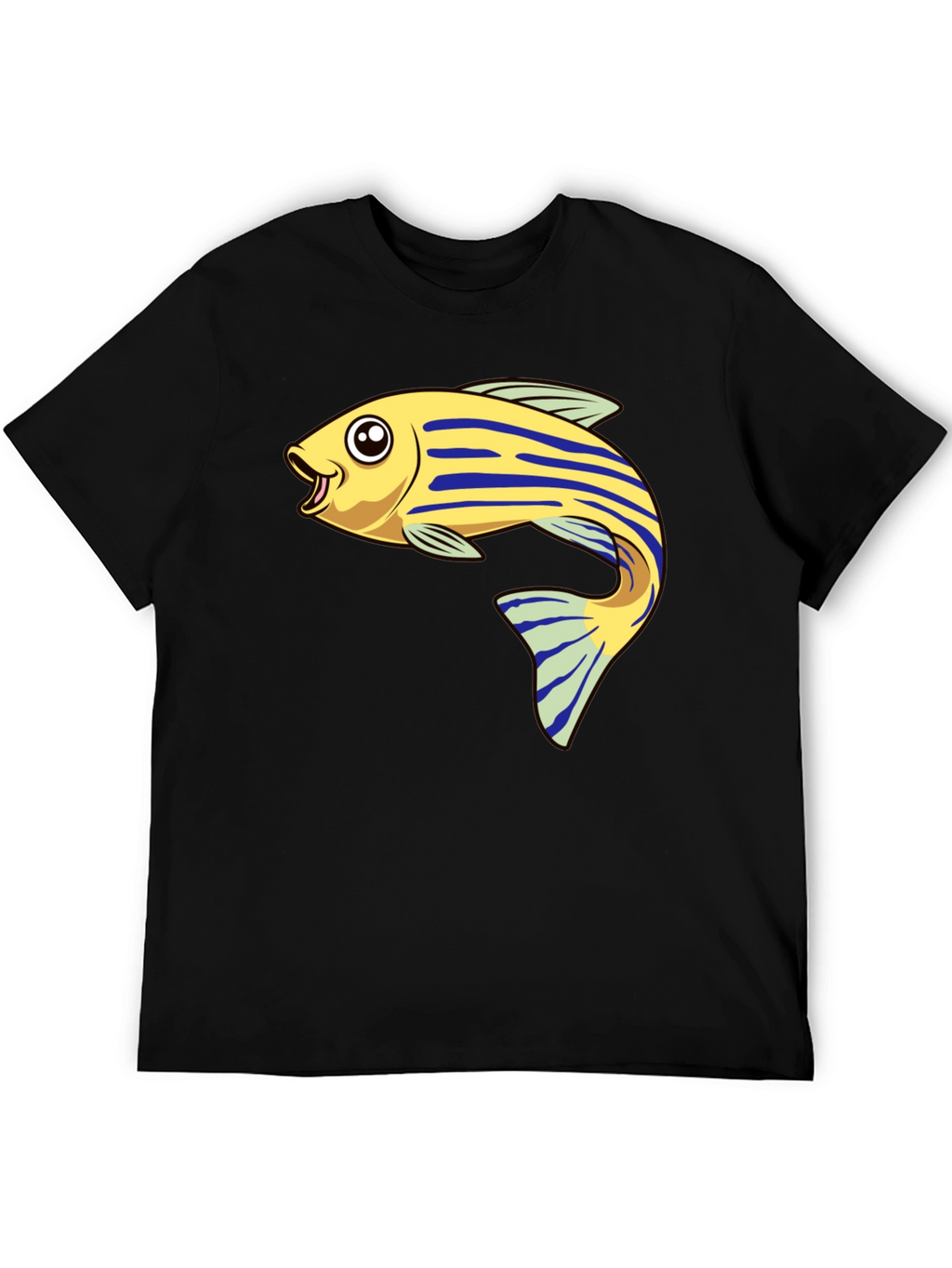 Cartoon Fish Graphic Tee - Black