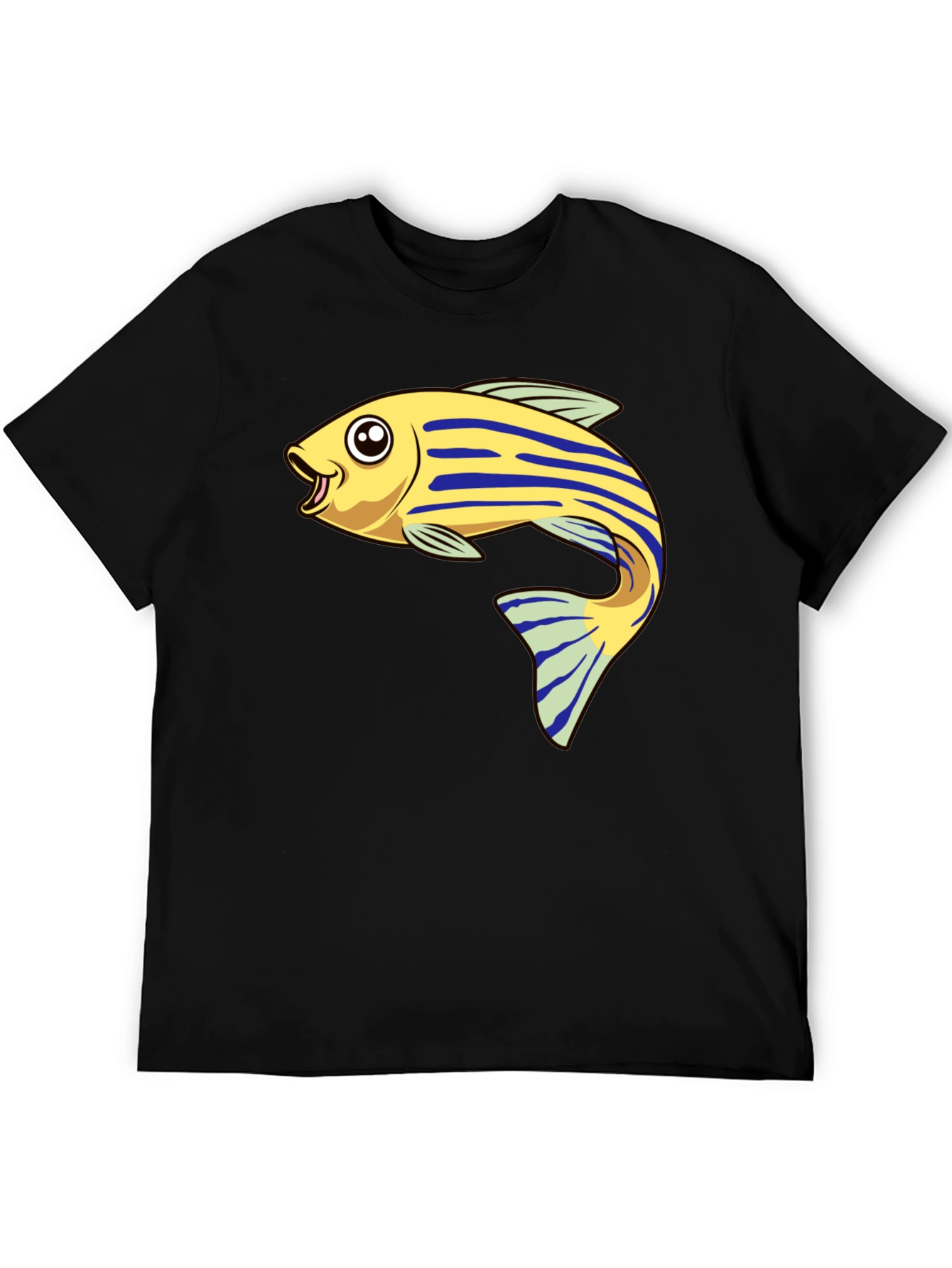Cartoon Fish Graphic Tee - Black