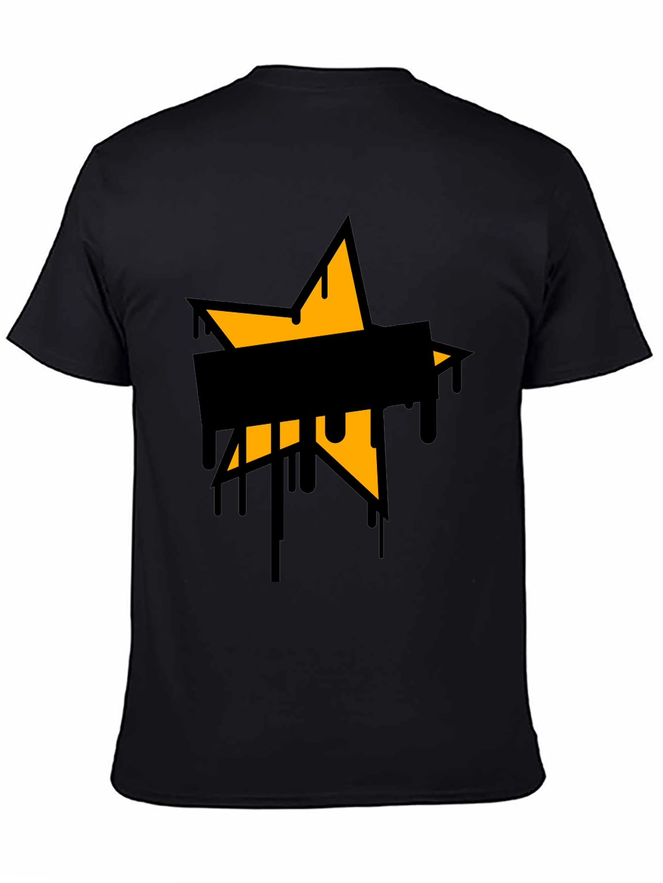 Mens Black T-Shirt with Star Graphic