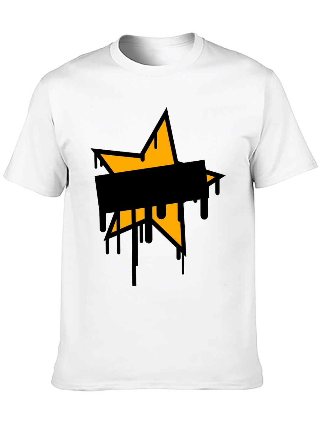 Mens Black T-Shirt with Star Graphic