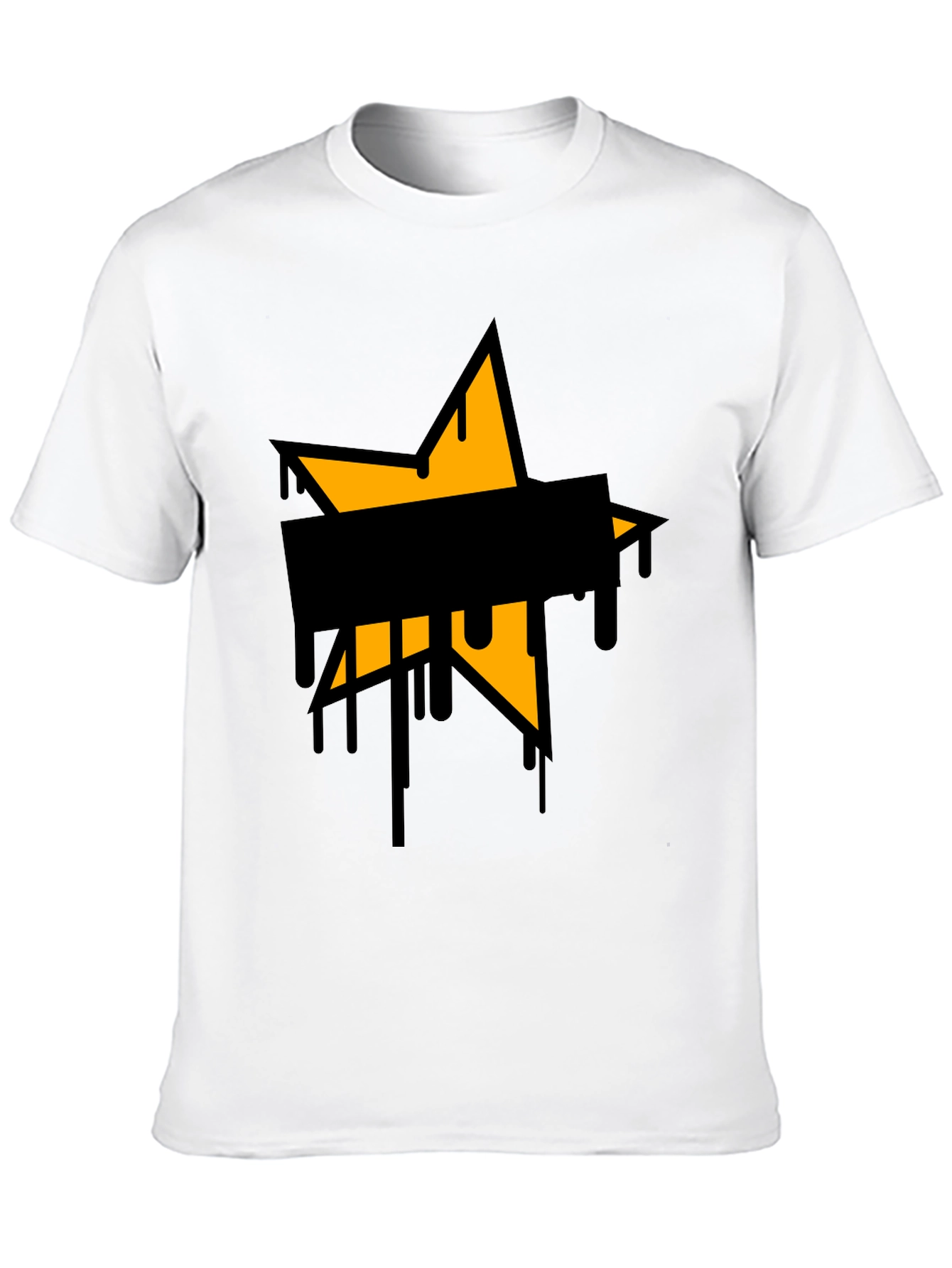 Mens Black T-Shirt with Star Graphic