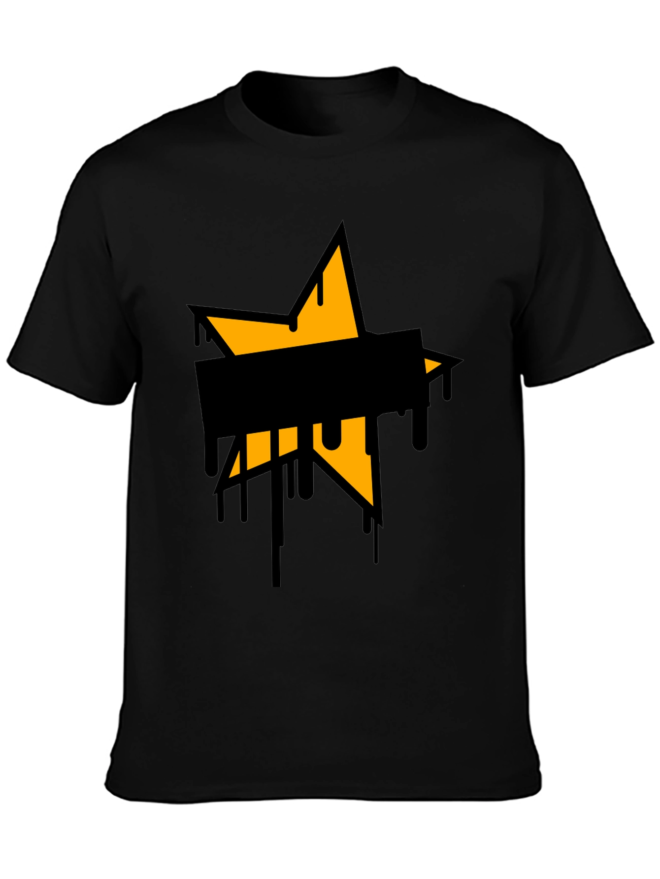 Mens Black T-Shirt with Star Graphic