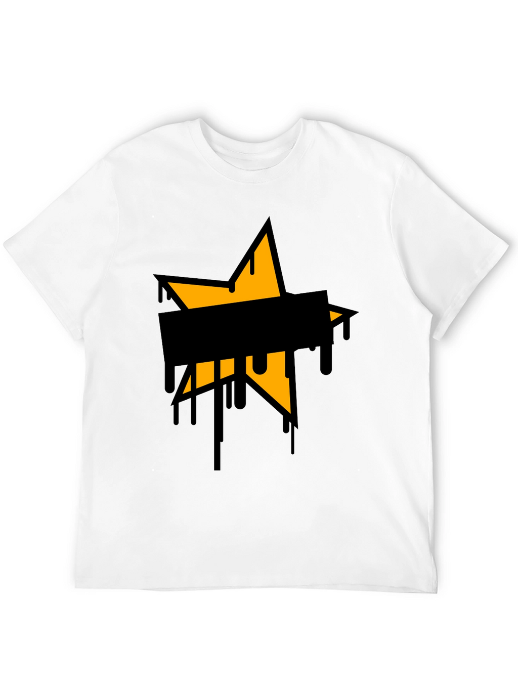 Mens Black T-Shirt with Star Graphic