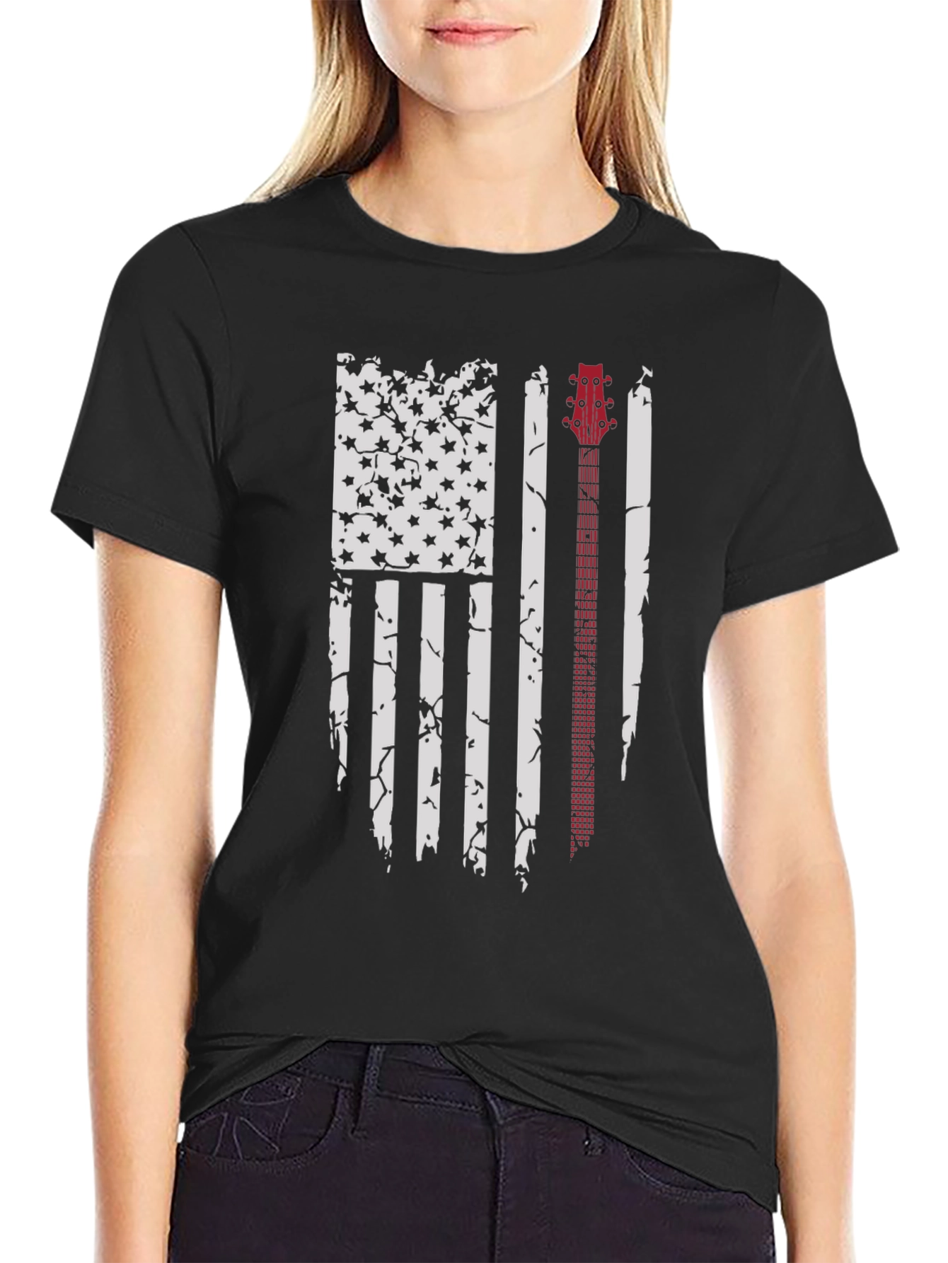 Guitar Flag Distressed Graphic Tee