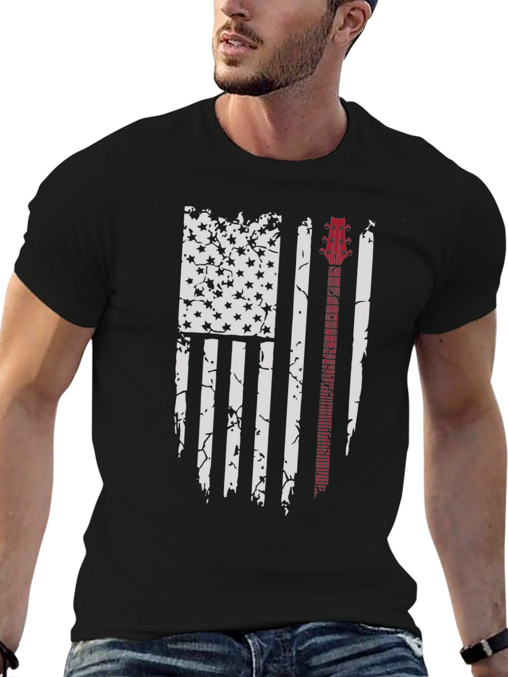 Guitar Flag Distressed Graphic Tee