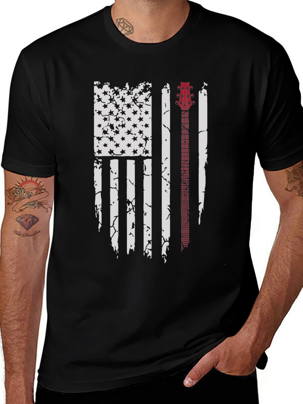 Guitar Flag Distressed Graphic Tee
