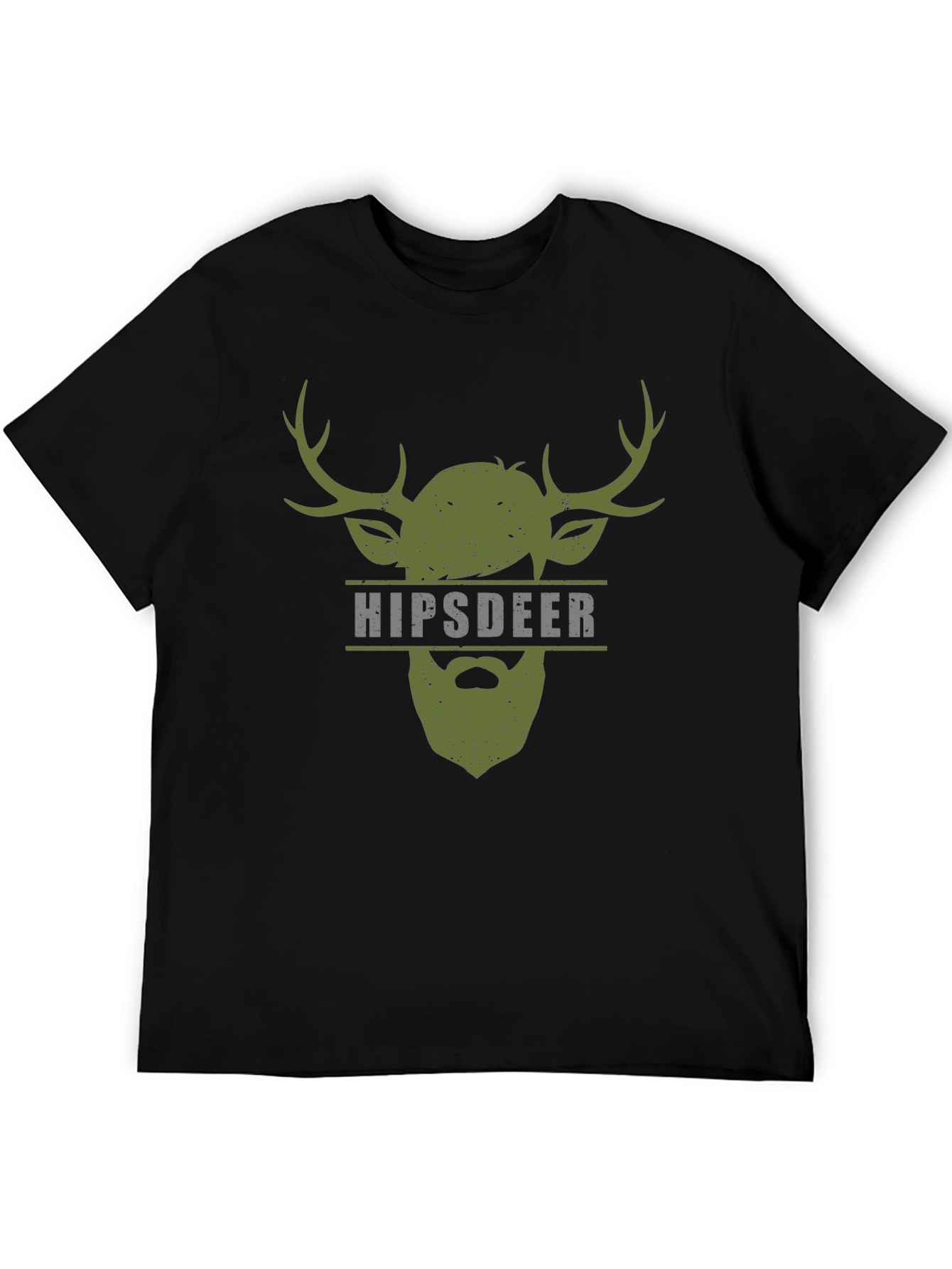 Hipster Deer Graphic Tee - Mens Black T-Shirt