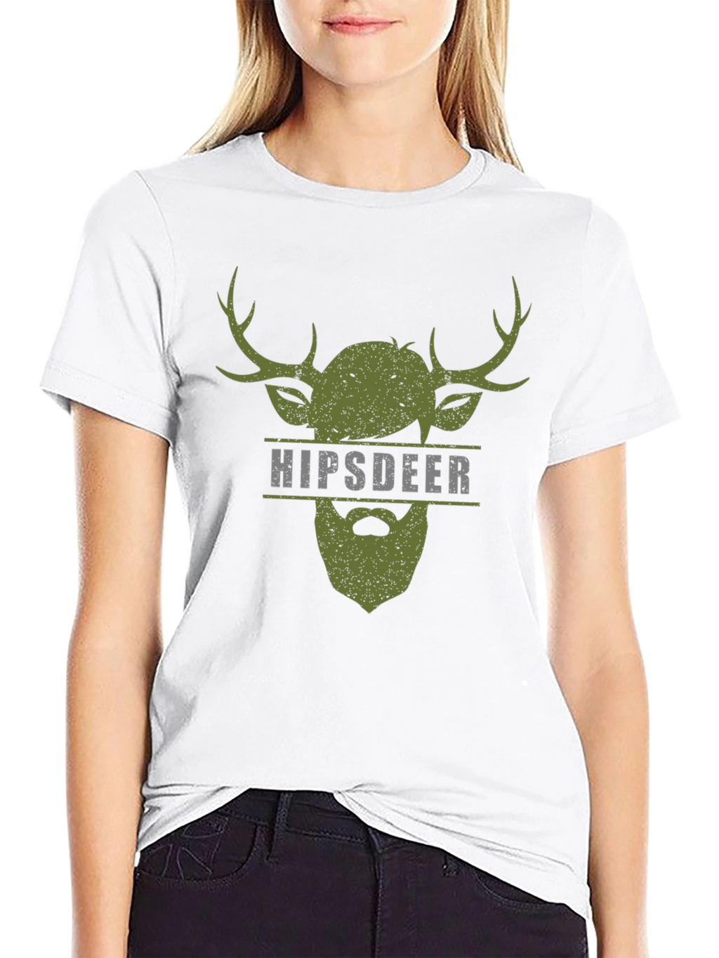 Hipster Deer Graphic Tee - Mens Black T-Shirt