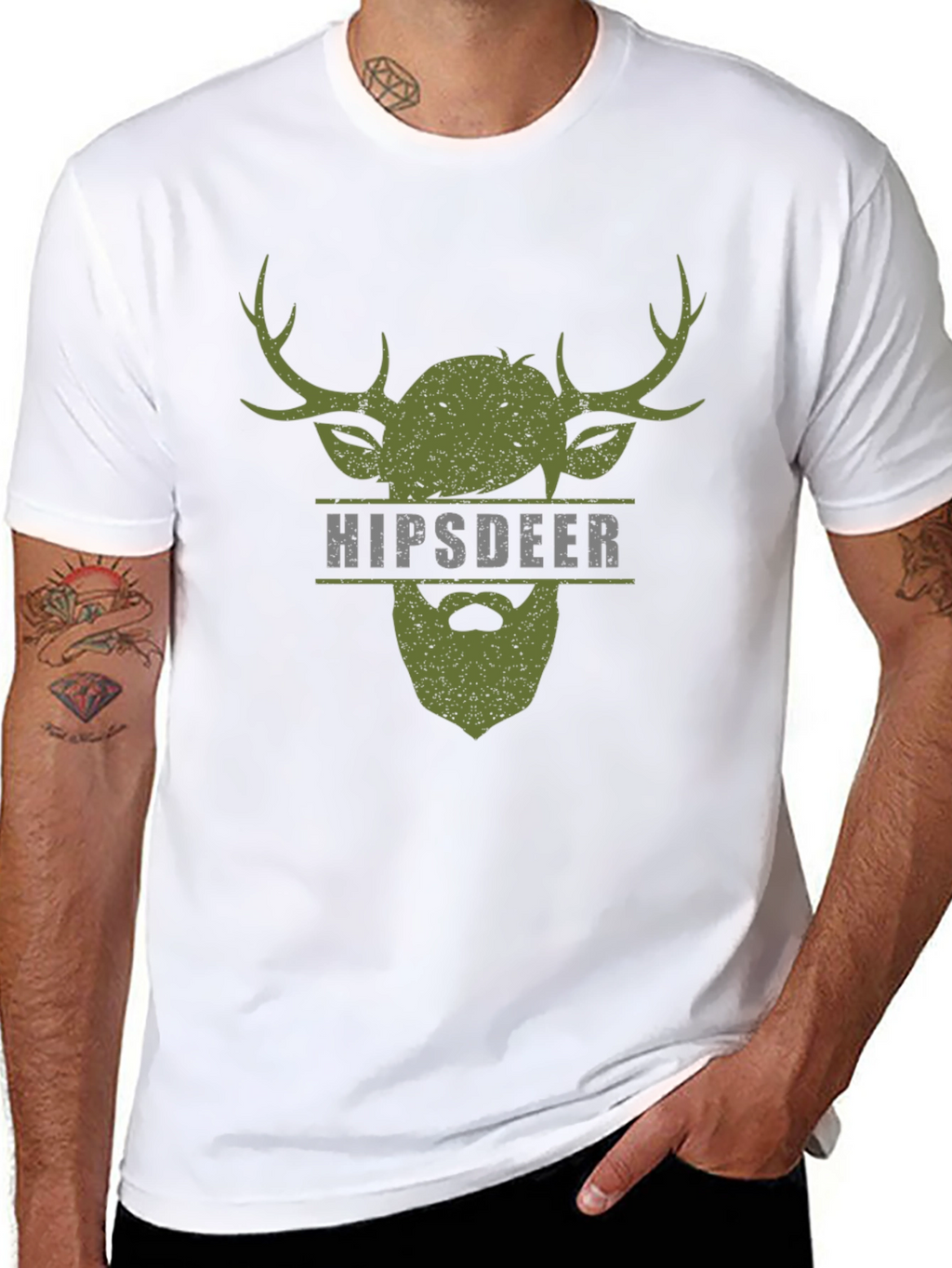 Hipster Deer Graphic Tee - Mens Black T-Shirt