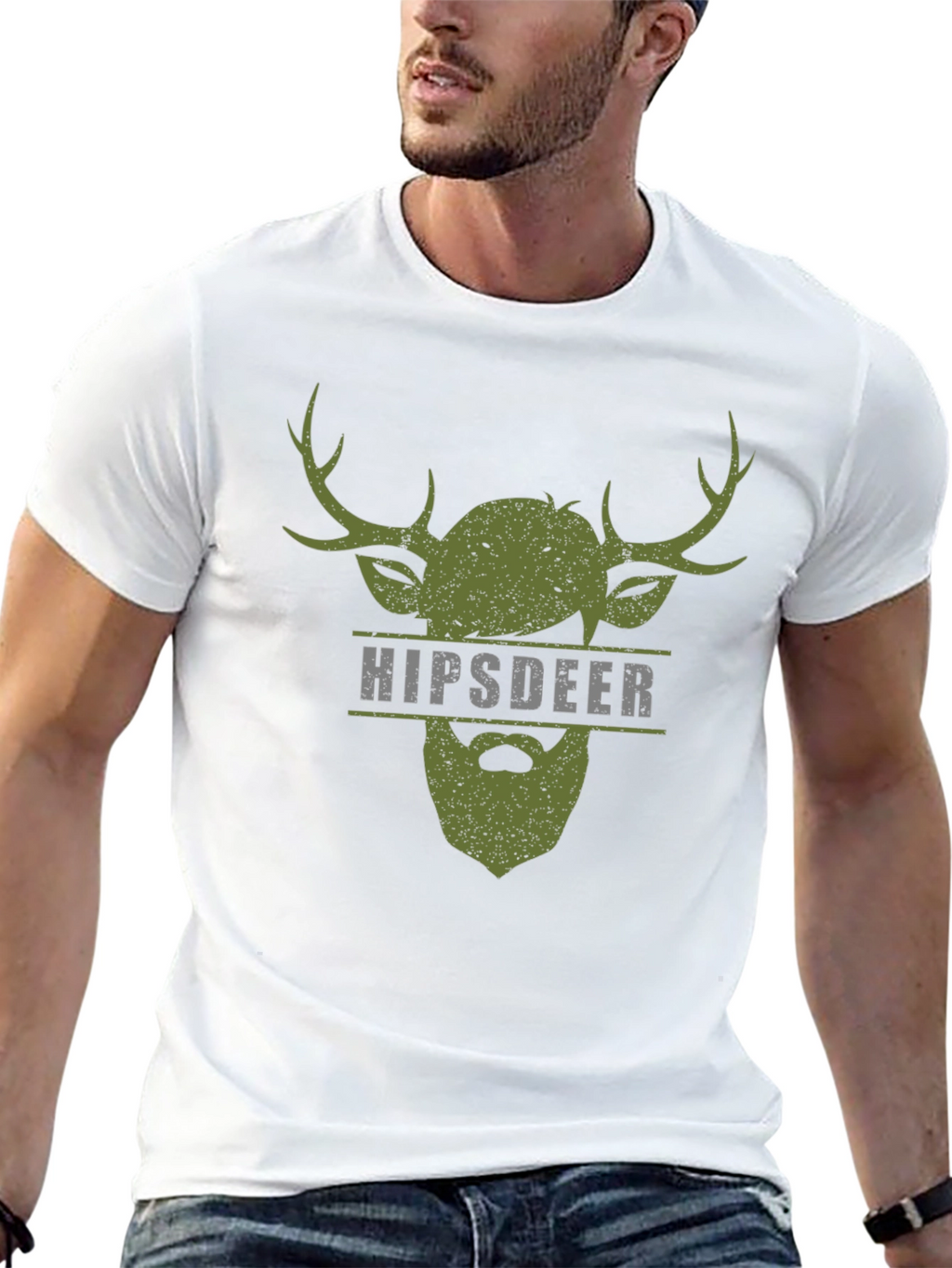 Hipster Deer Graphic Tee - Mens Black T-Shirt