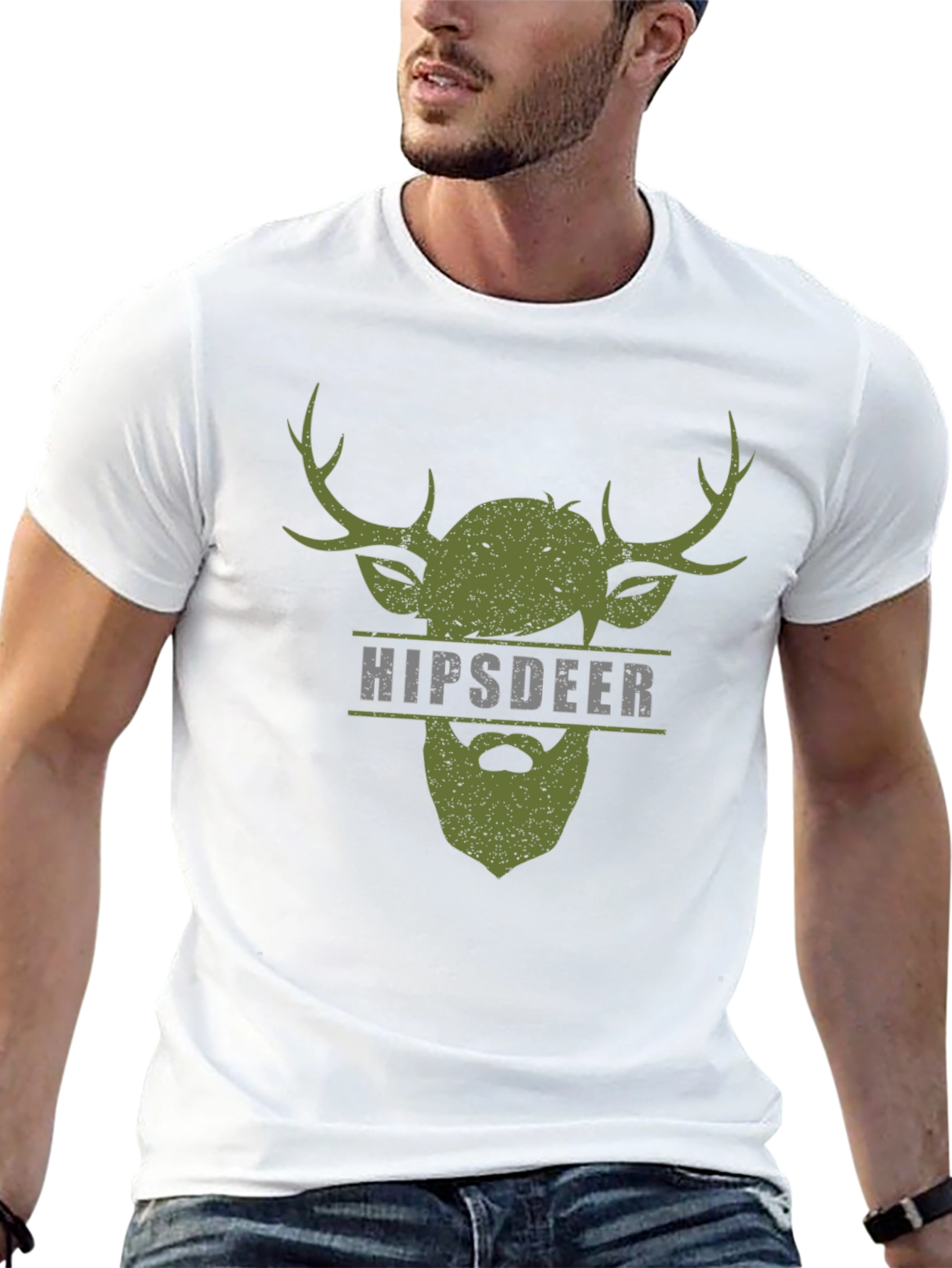 Hipster Deer Graphic Tee - Mens Black T-Shirt