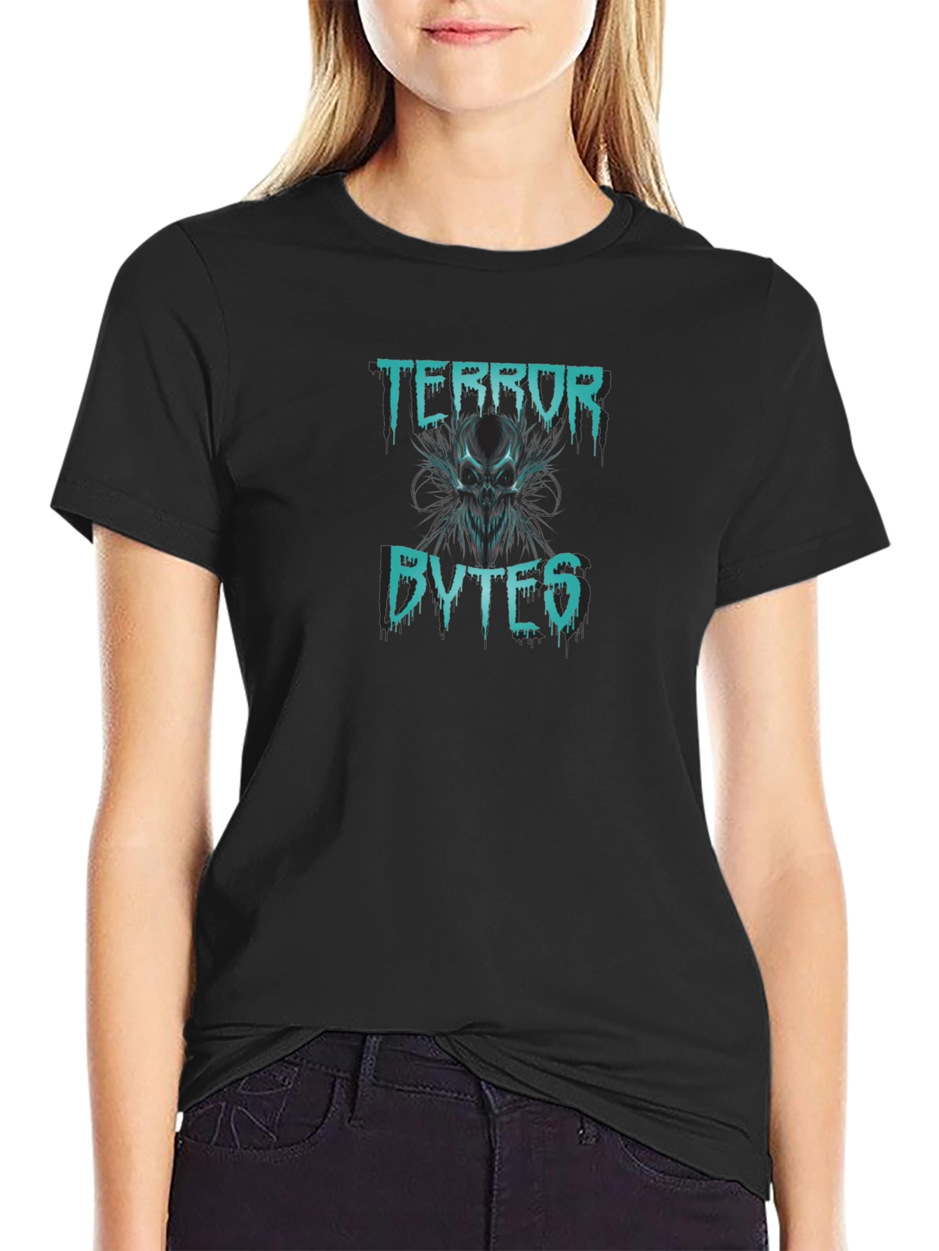 Terror Bytes Graphic Print Black T-Shirt