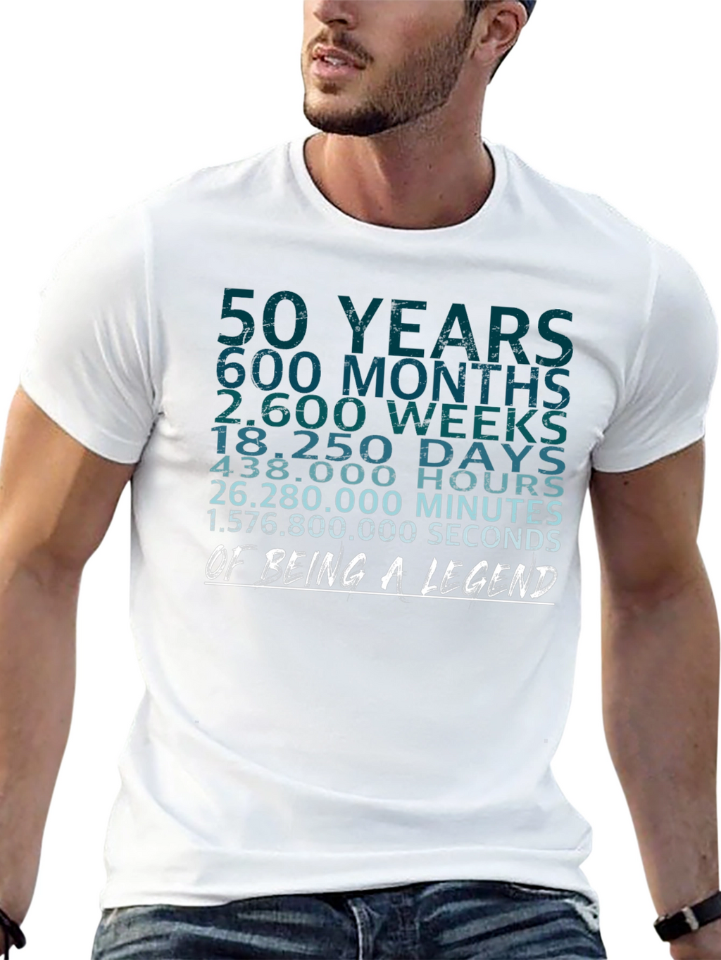 50 Years of Being A Legend Black Graphic Tee