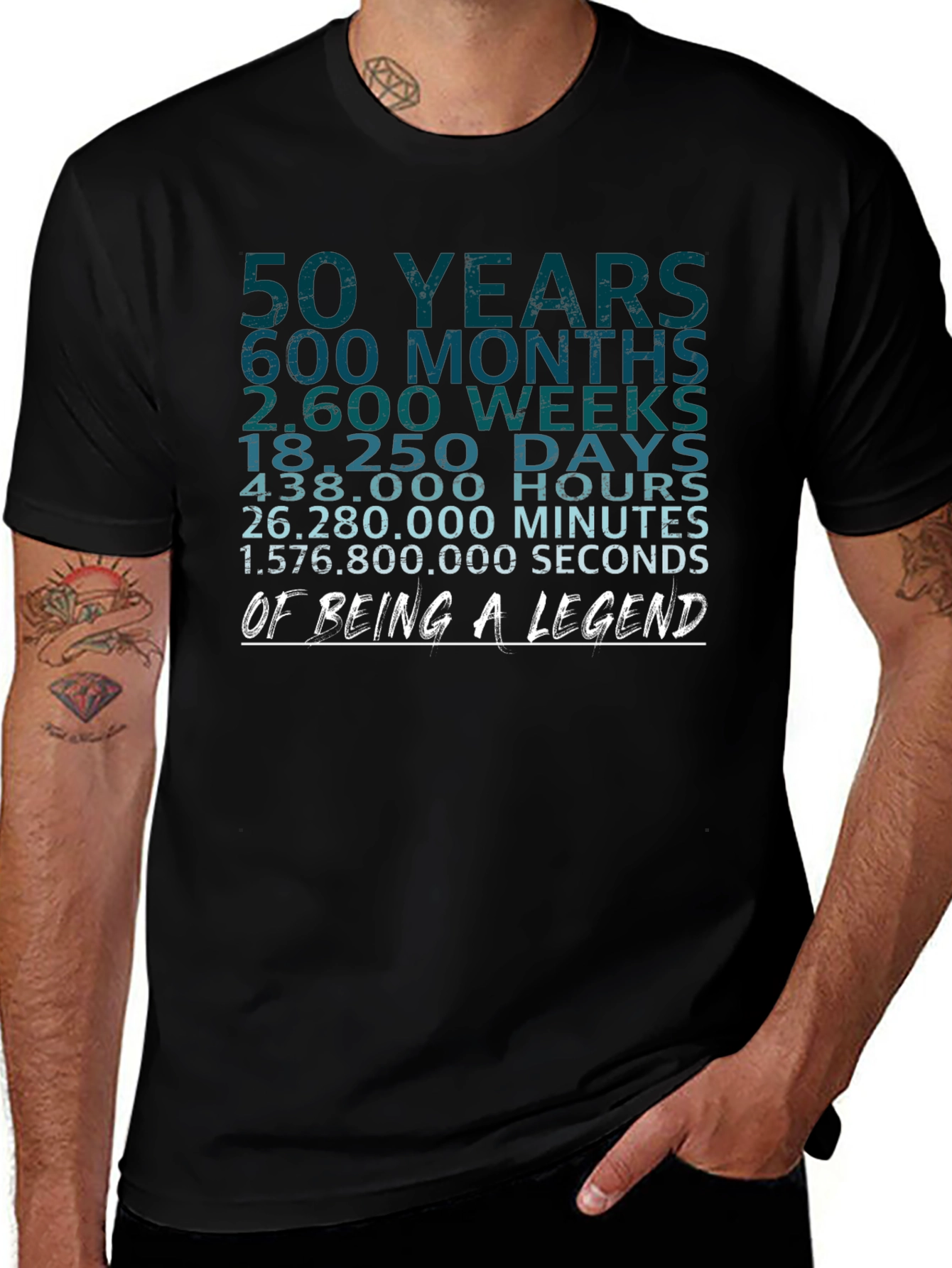 50 Years of Being A Legend Black Graphic Tee