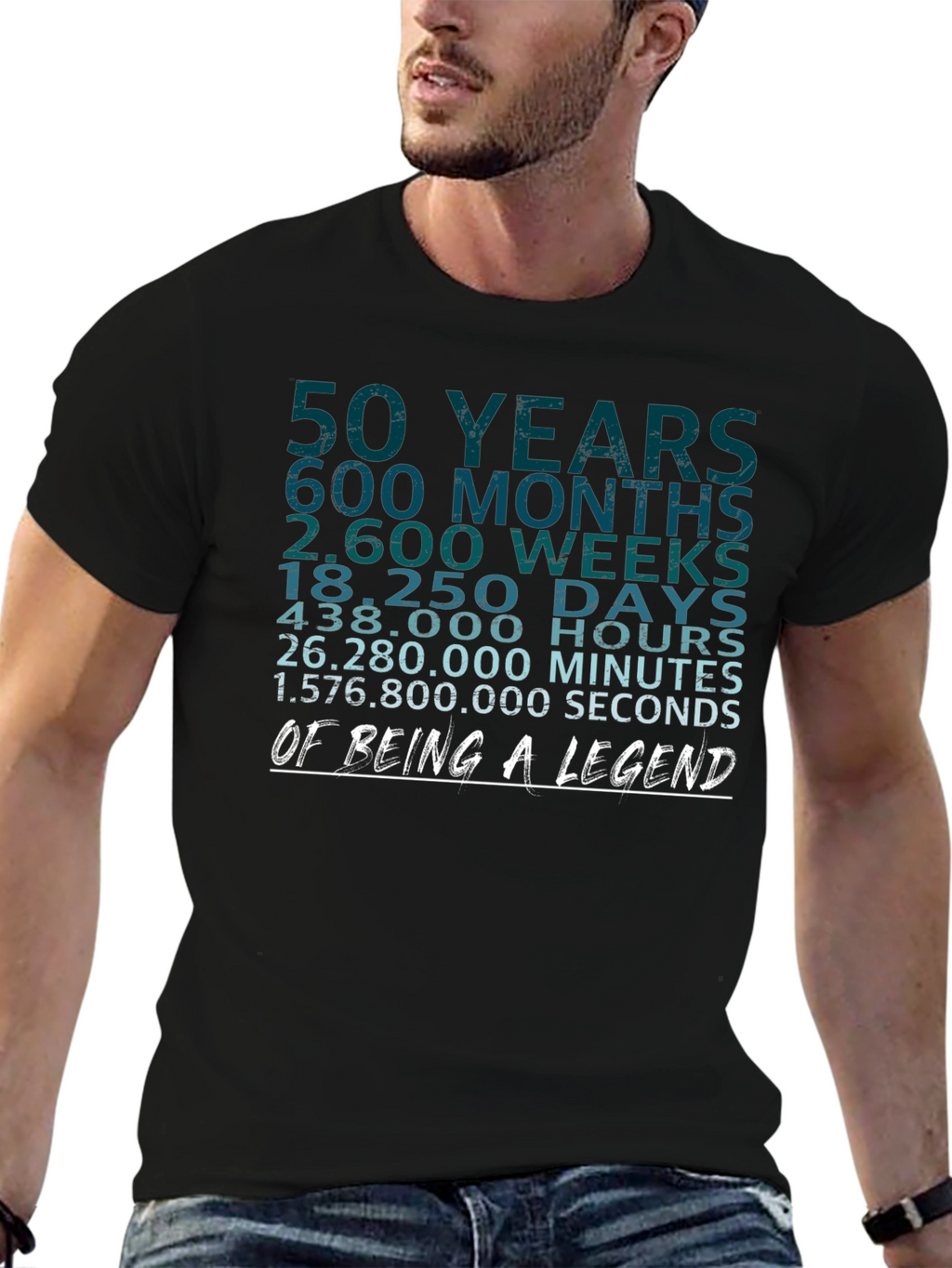 50 Years of Being A Legend Black Graphic Tee