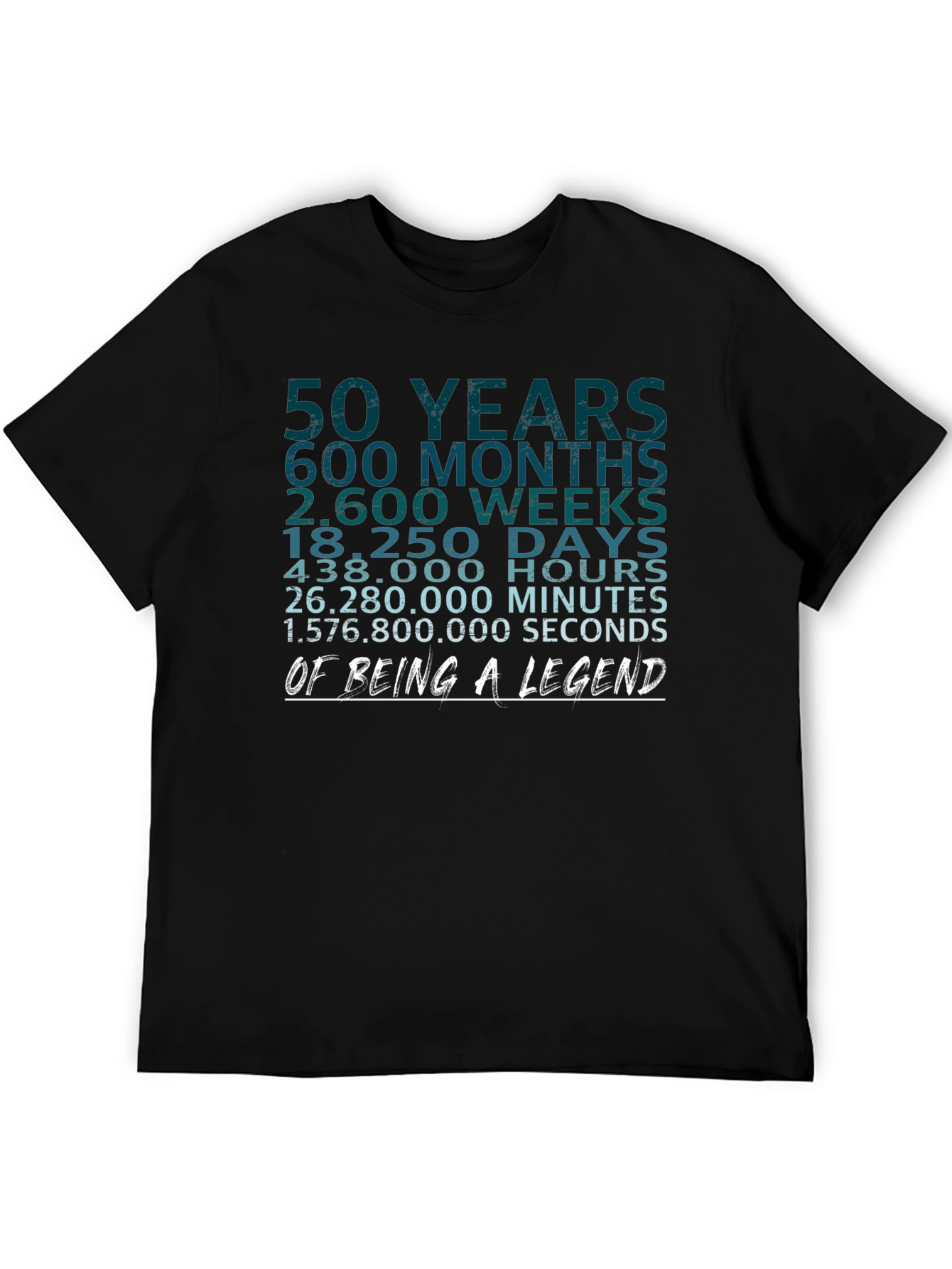 50 Years of Being A Legend Black Graphic Tee