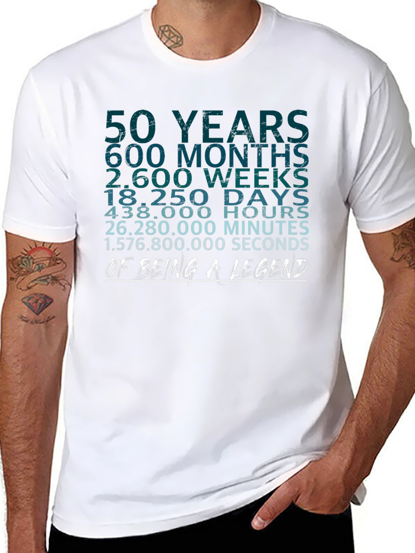 50 Years of Being A Legend Black Graphic Tee