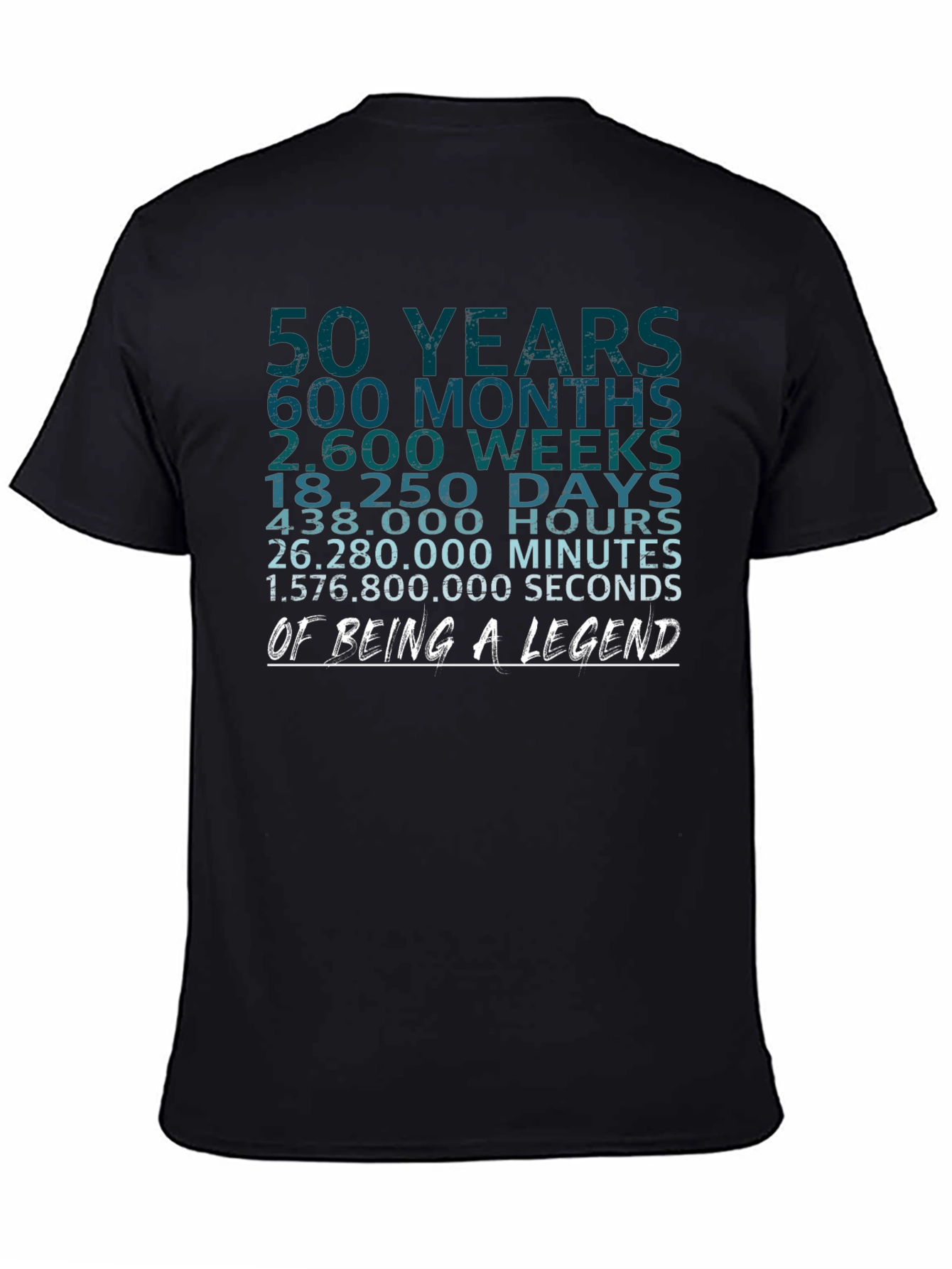 50 Years of Being A Legend Black Graphic Tee