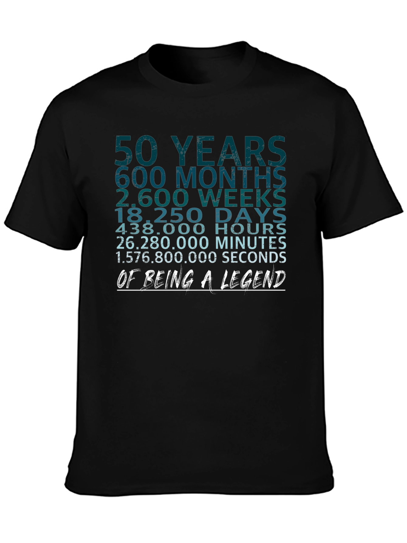 50 Years of Being A Legend Black Graphic Tee