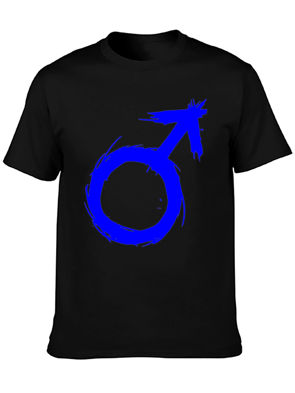 Mens Black T-Shirt with Blue Male Symbol