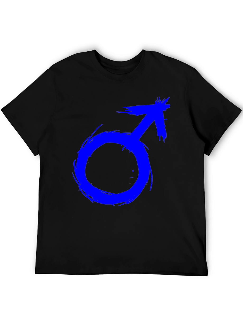 Mens Black T-Shirt with Blue Male Symbol