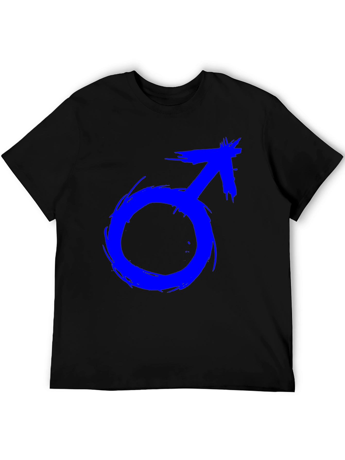 Mens Black T-Shirt with Blue Male Symbol