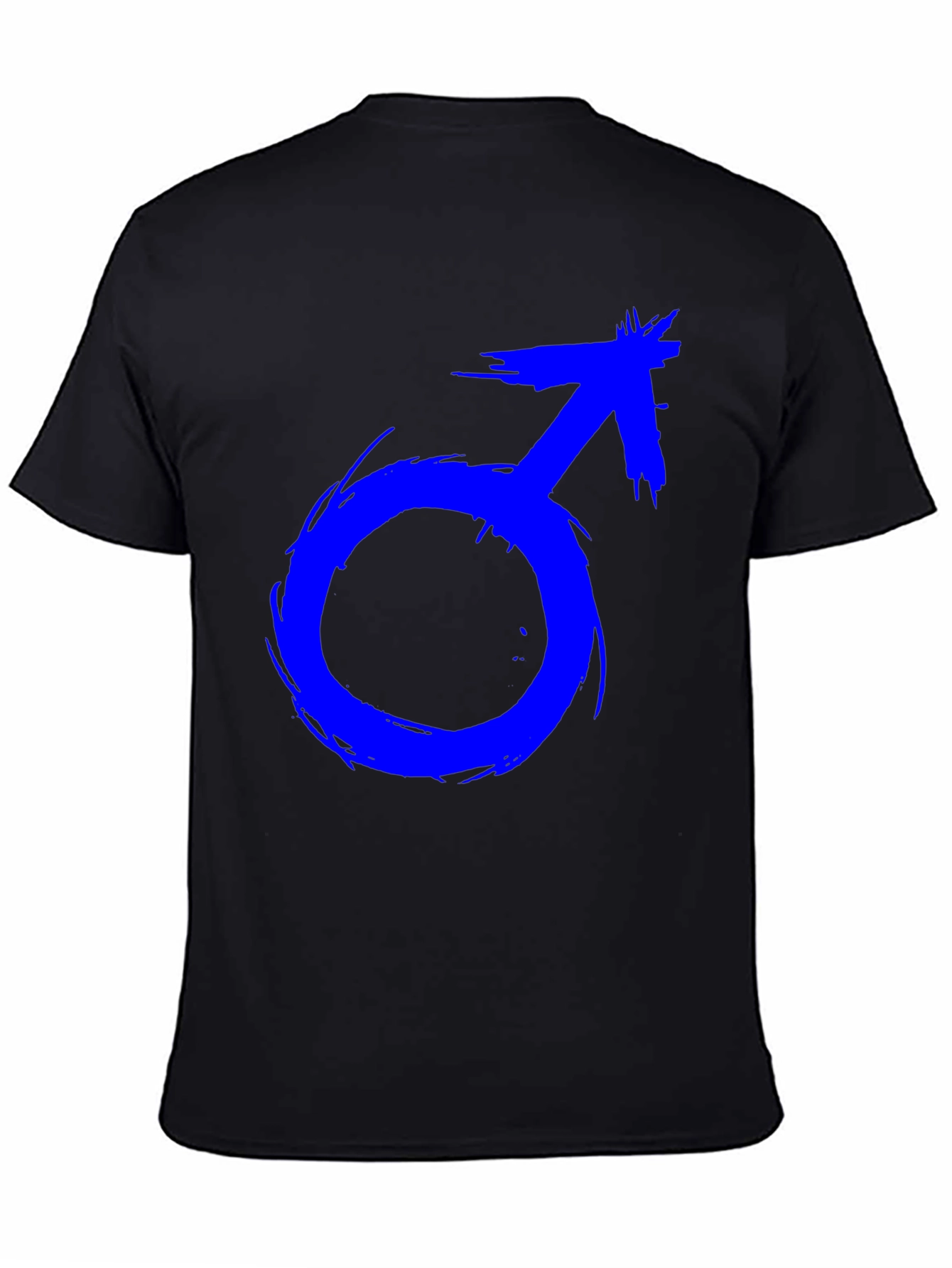 Mens Black T-Shirt with Blue Male Symbol
