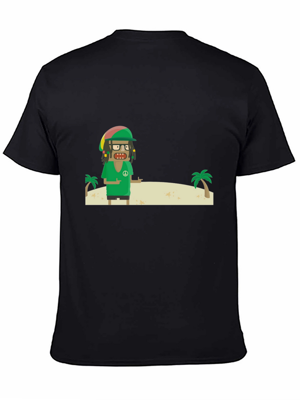 Rasta Cartoon T-Shirt - Peace and Palm Trees