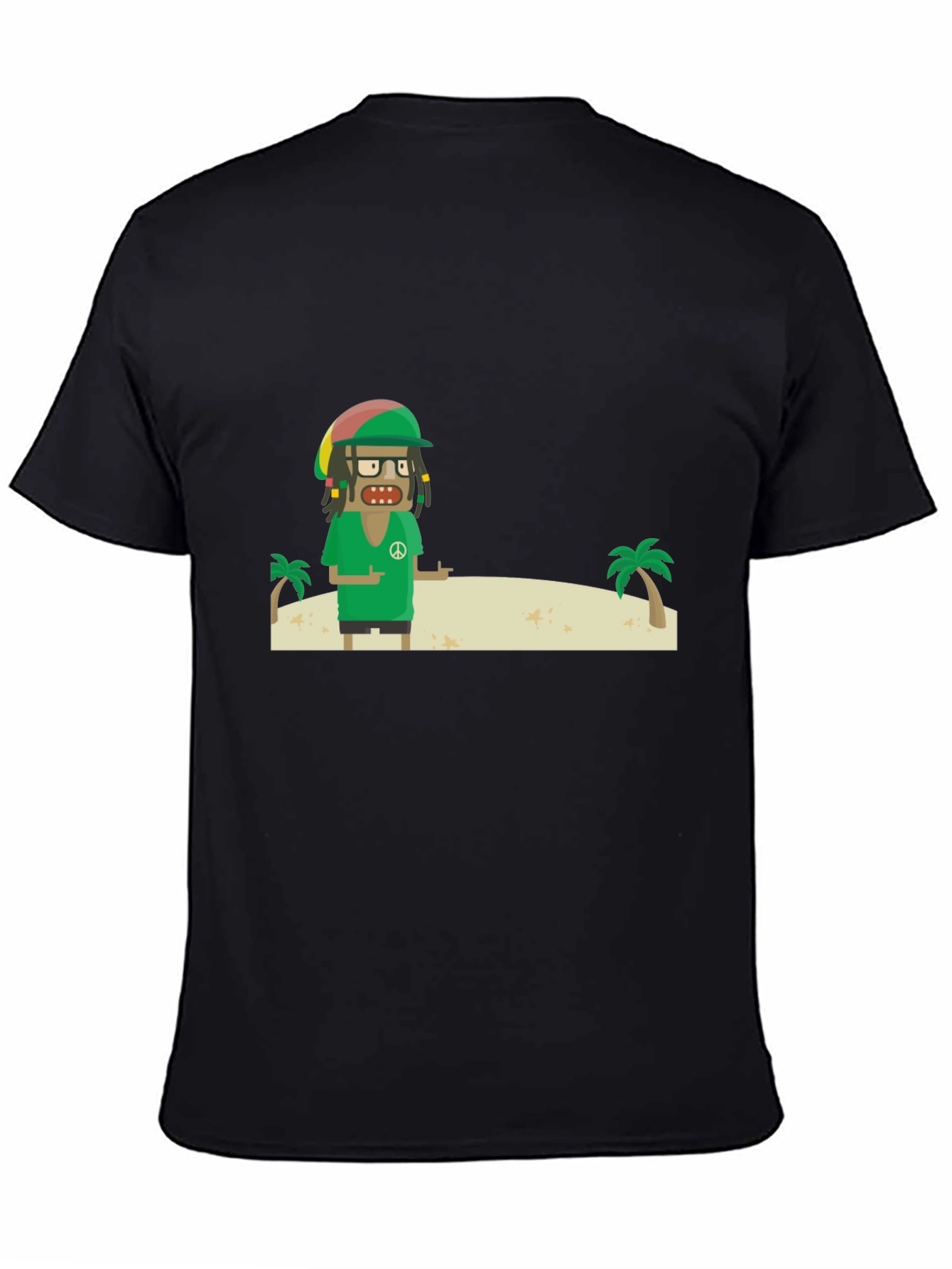 Rasta Cartoon T-Shirt - Peace and Palm Trees
