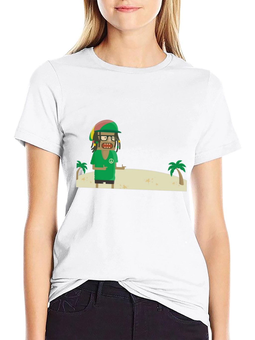 Rasta Cartoon T-Shirt - Peace and Palm Trees