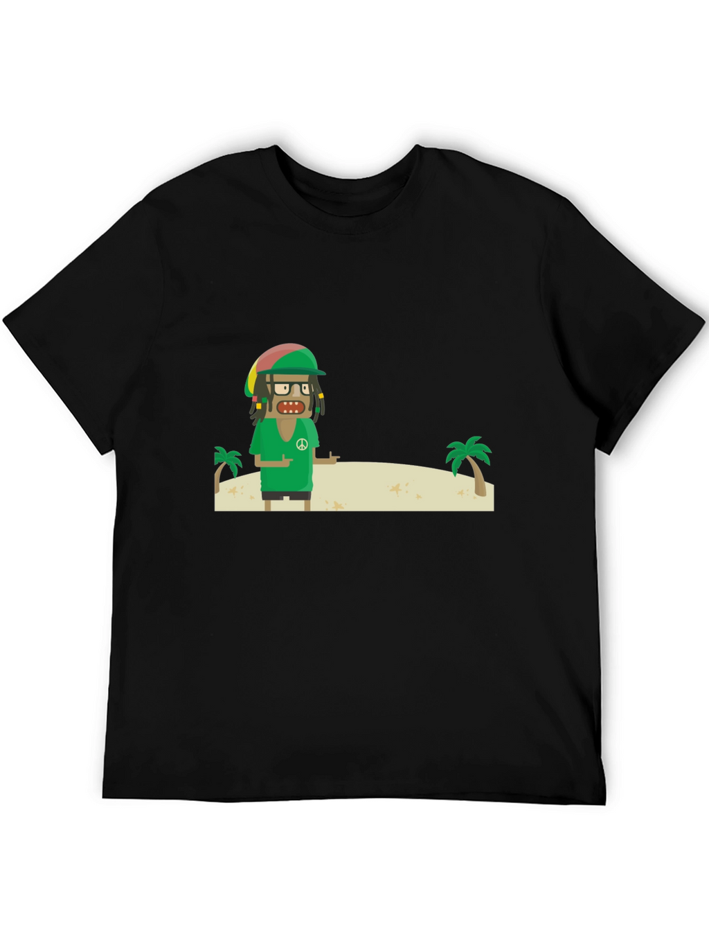 Rasta Cartoon T-Shirt - Peace and Palm Trees