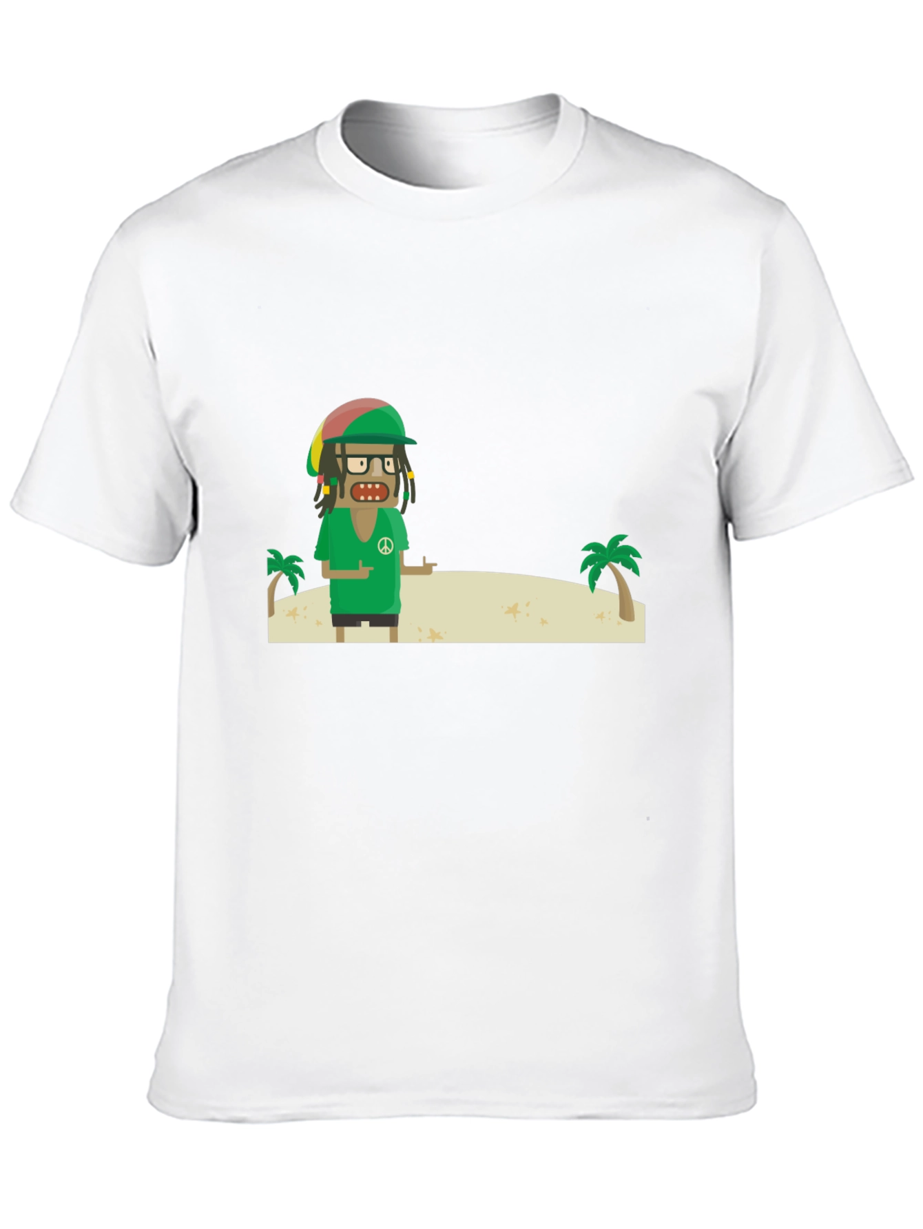 Rasta Cartoon T-Shirt - Peace and Palm Trees