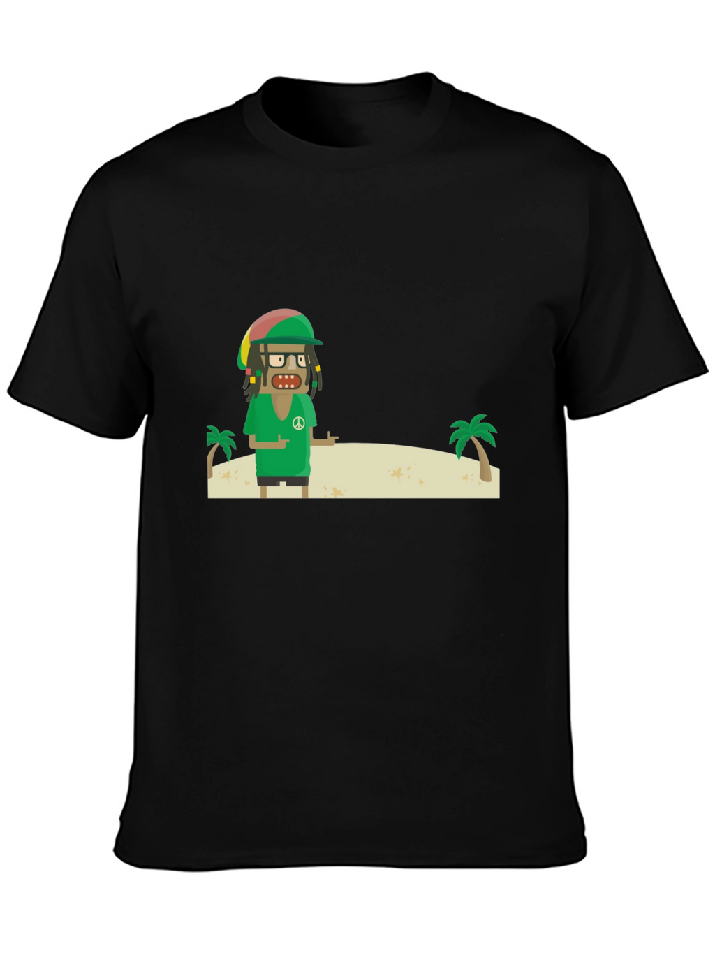 Rasta Cartoon T-Shirt - Peace and Palm Trees