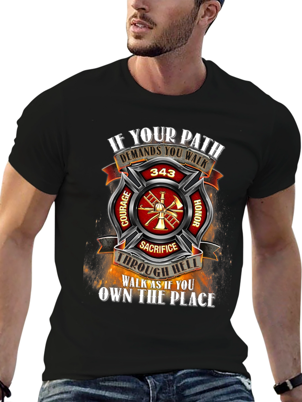 Firefighter T-Shirt - Courage Honor Sacrifice