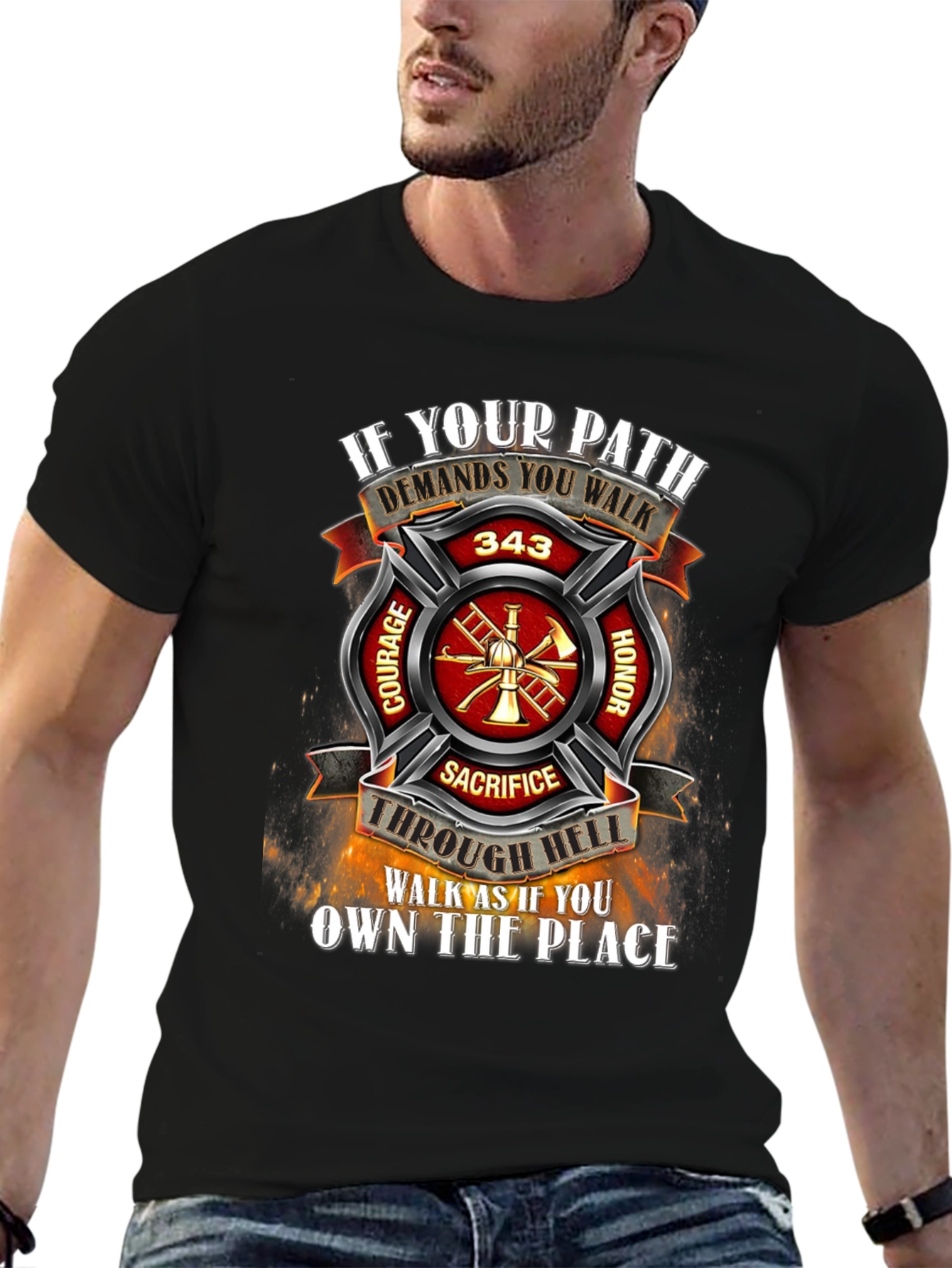 Firefighter T-Shirt - Courage Honor Sacrifice