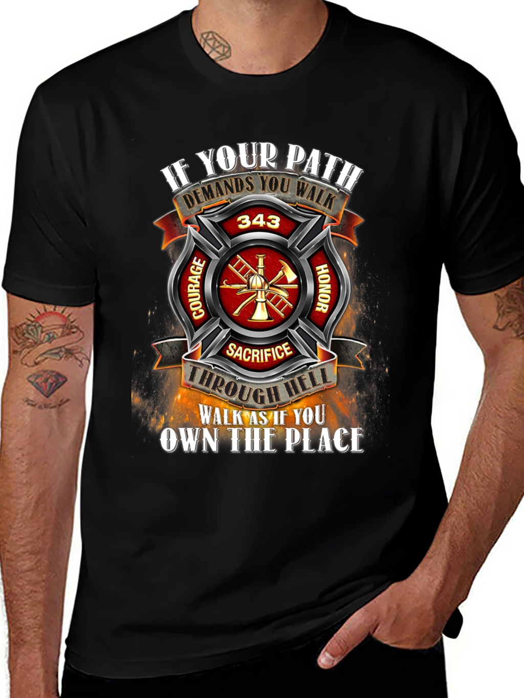 Firefighter T-Shirt - Courage Honor Sacrifice