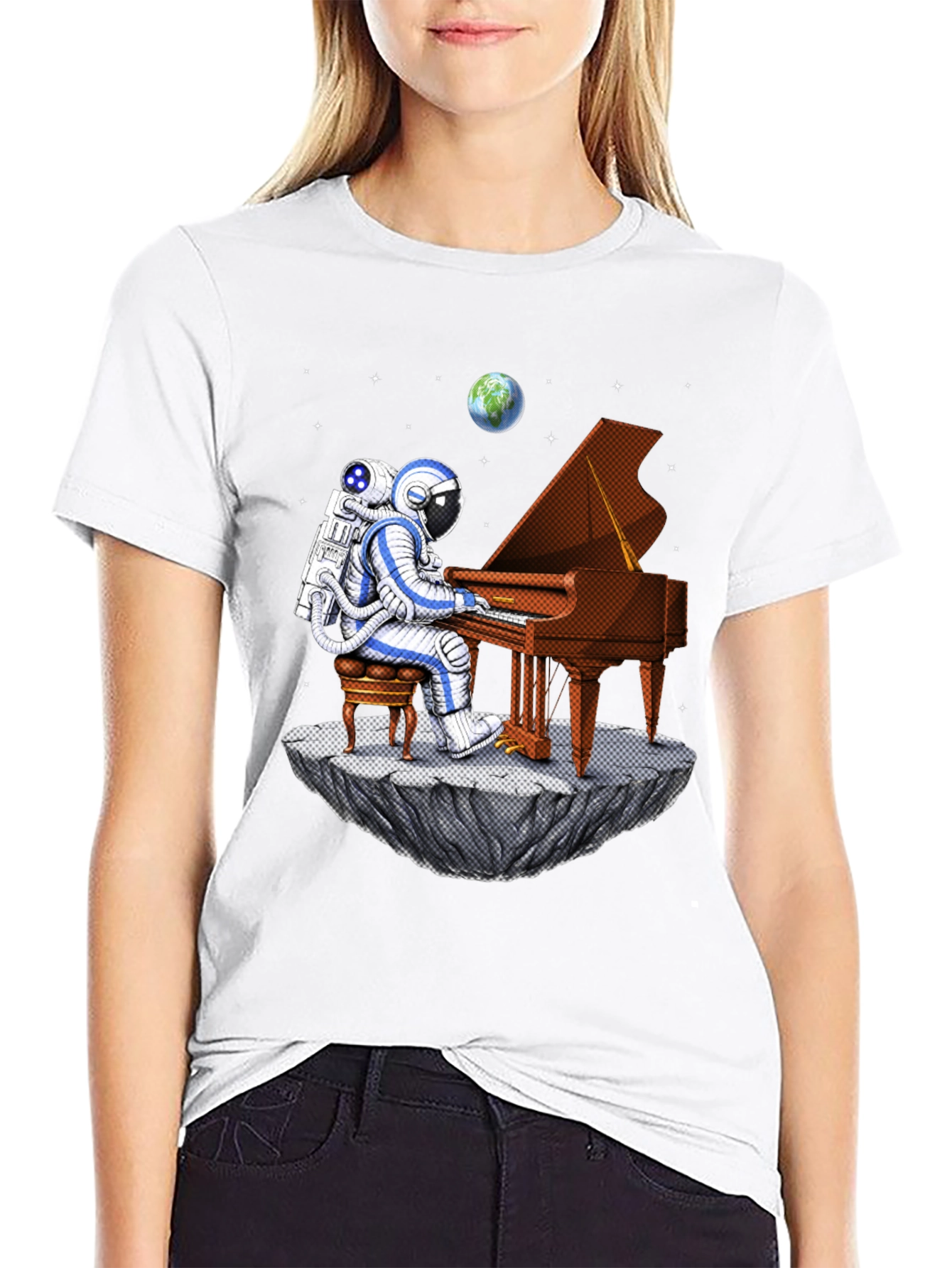 Astronaut Piano Player Graphic Tee