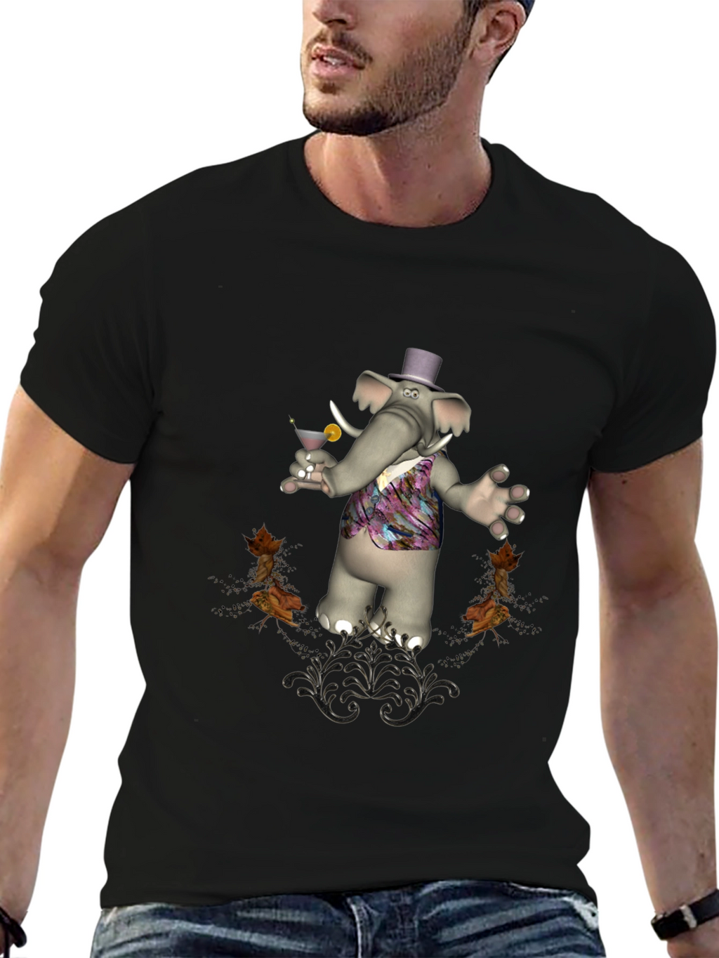 Stylish Elephant Martini T-Shirt