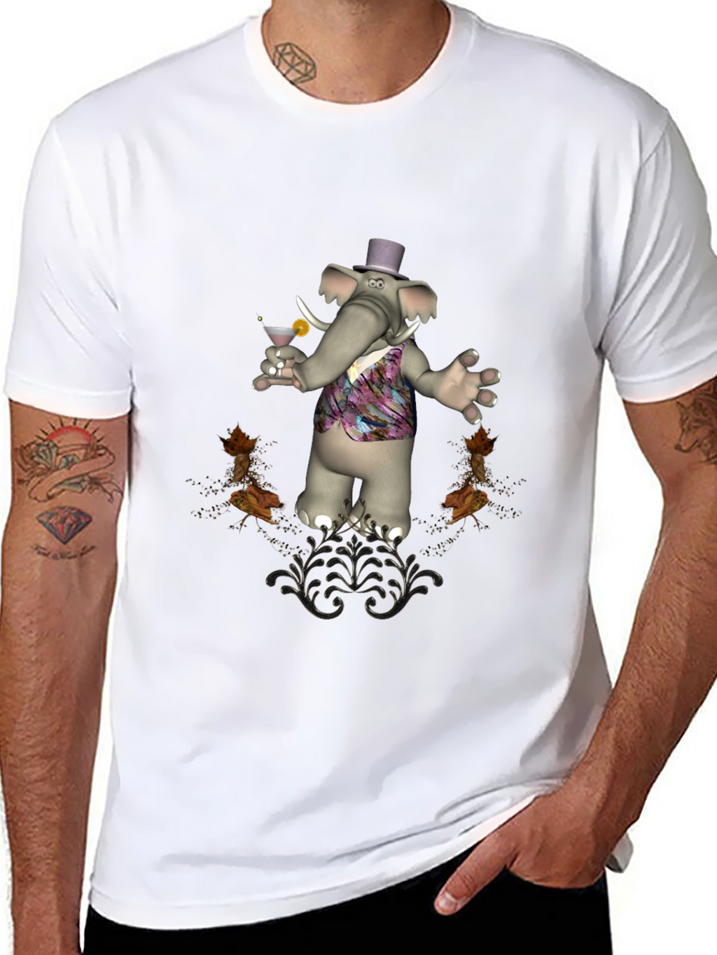 Stylish Elephant Martini T-Shirt