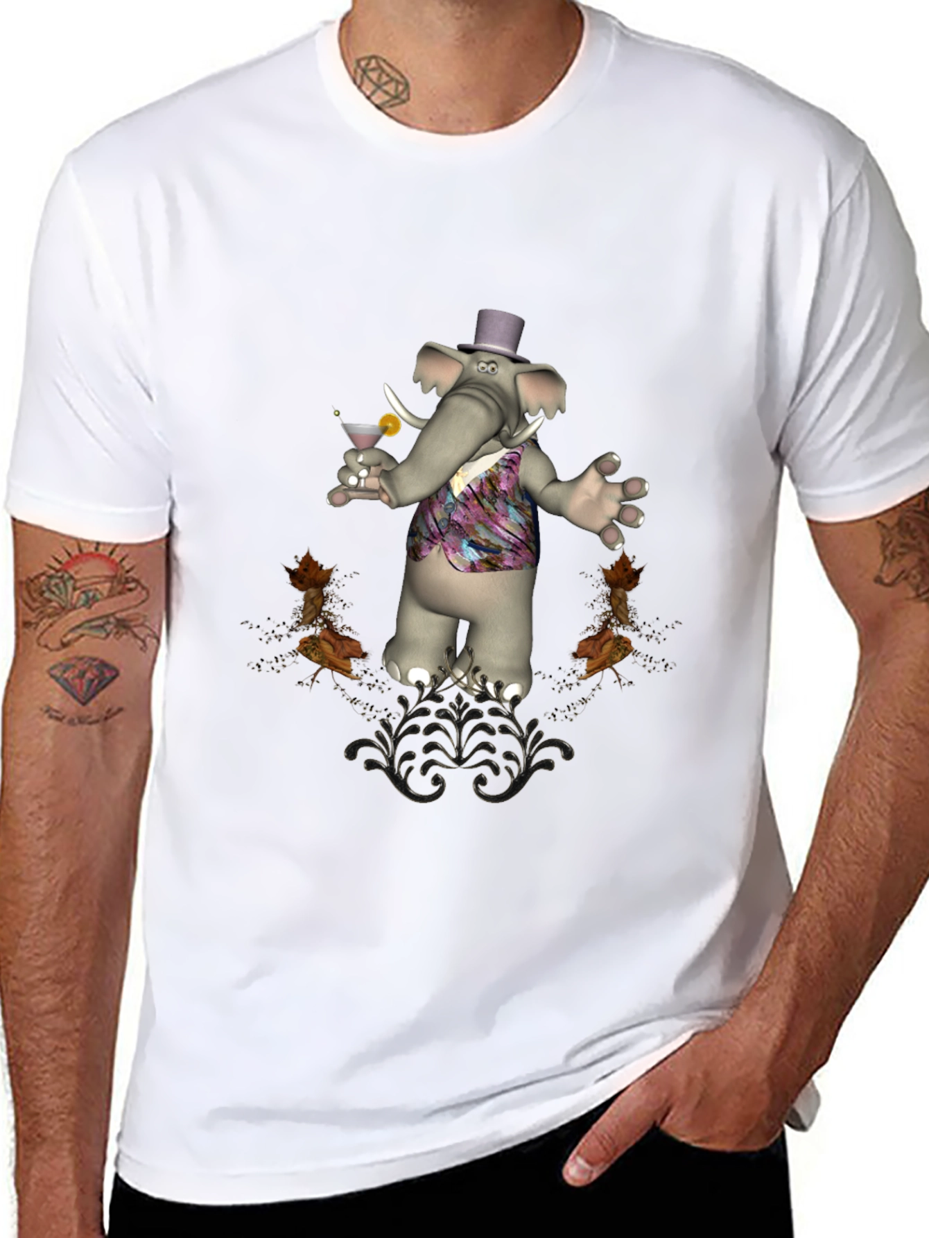 Stylish Elephant Martini T-Shirt