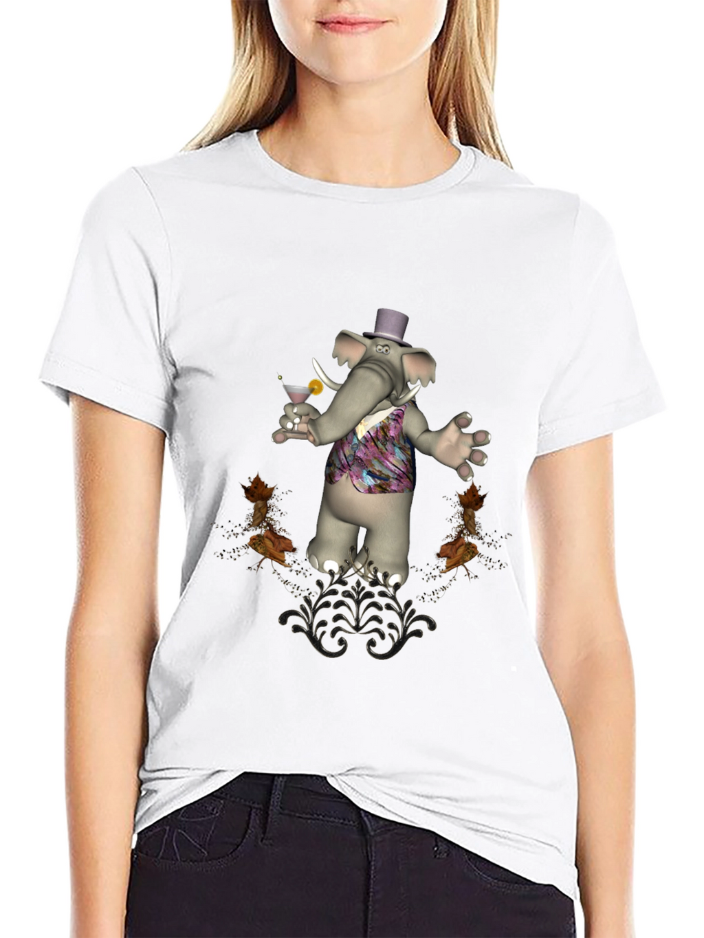 Stylish Elephant Martini T-Shirt