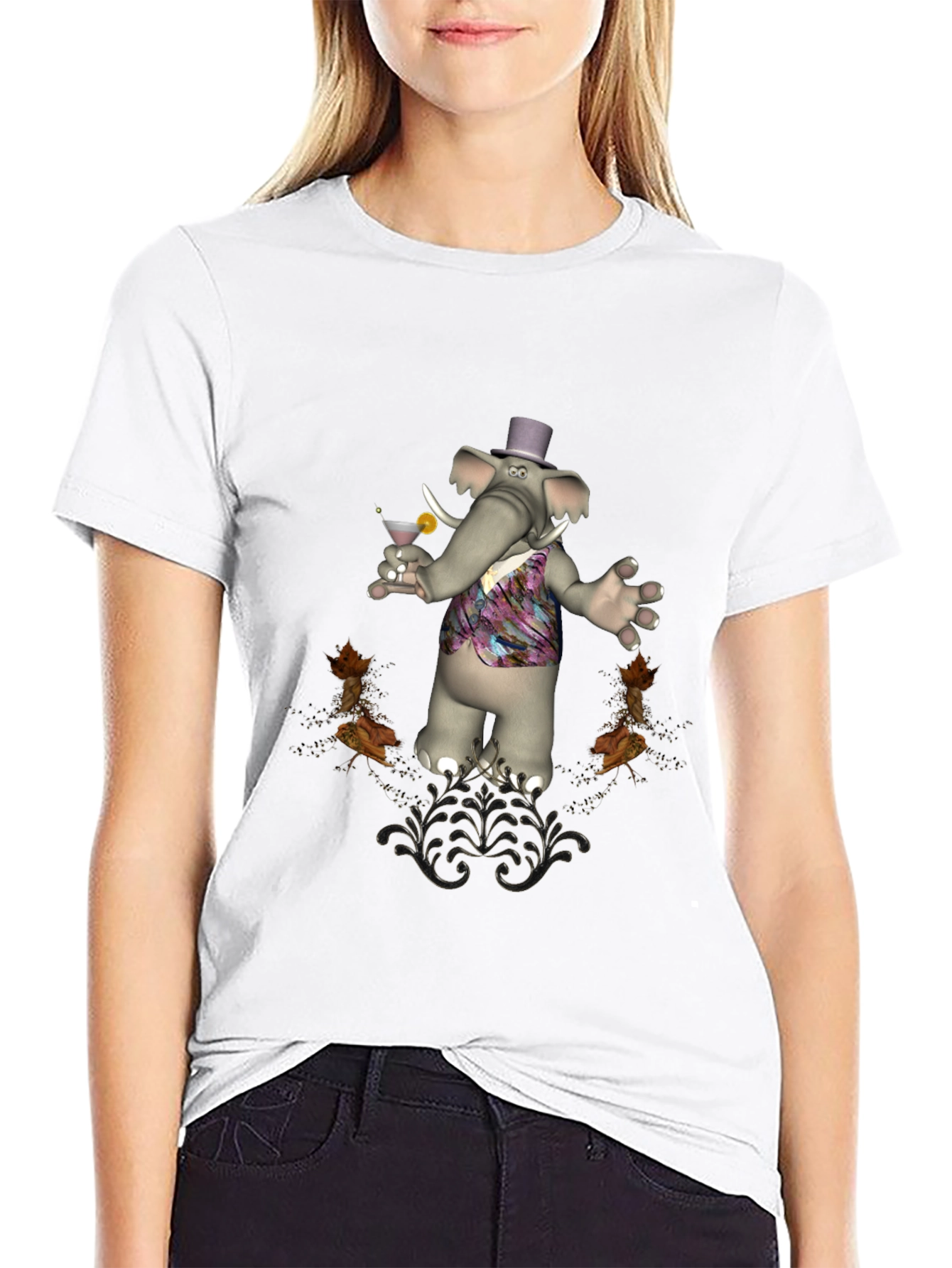 Stylish Elephant Martini T-Shirt
