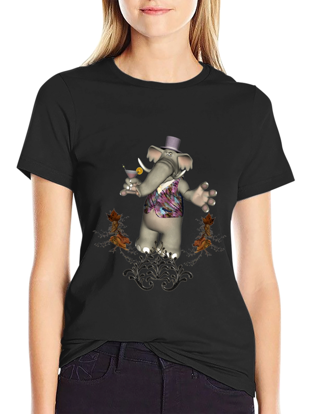 Stylish Elephant Martini T-Shirt