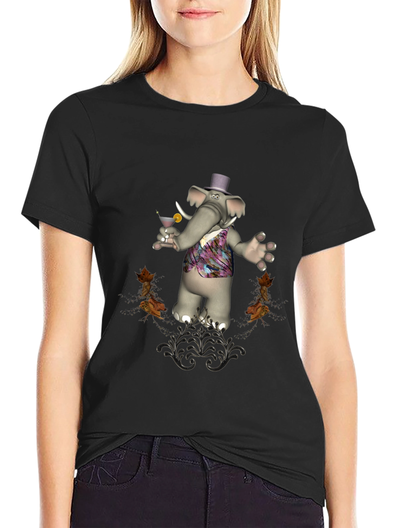 Stylish Elephant Martini T-Shirt
