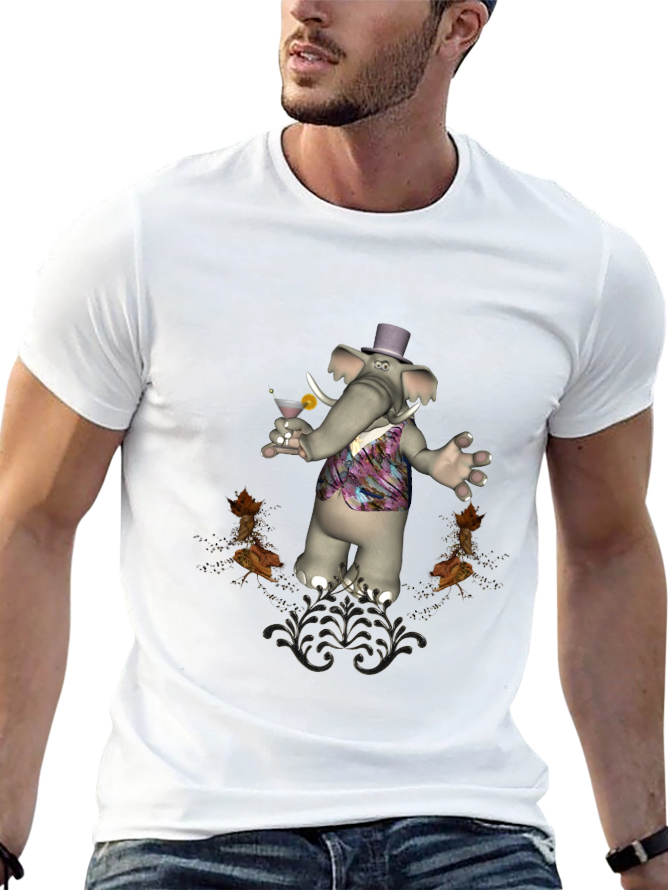 Stylish Elephant Martini T-Shirt