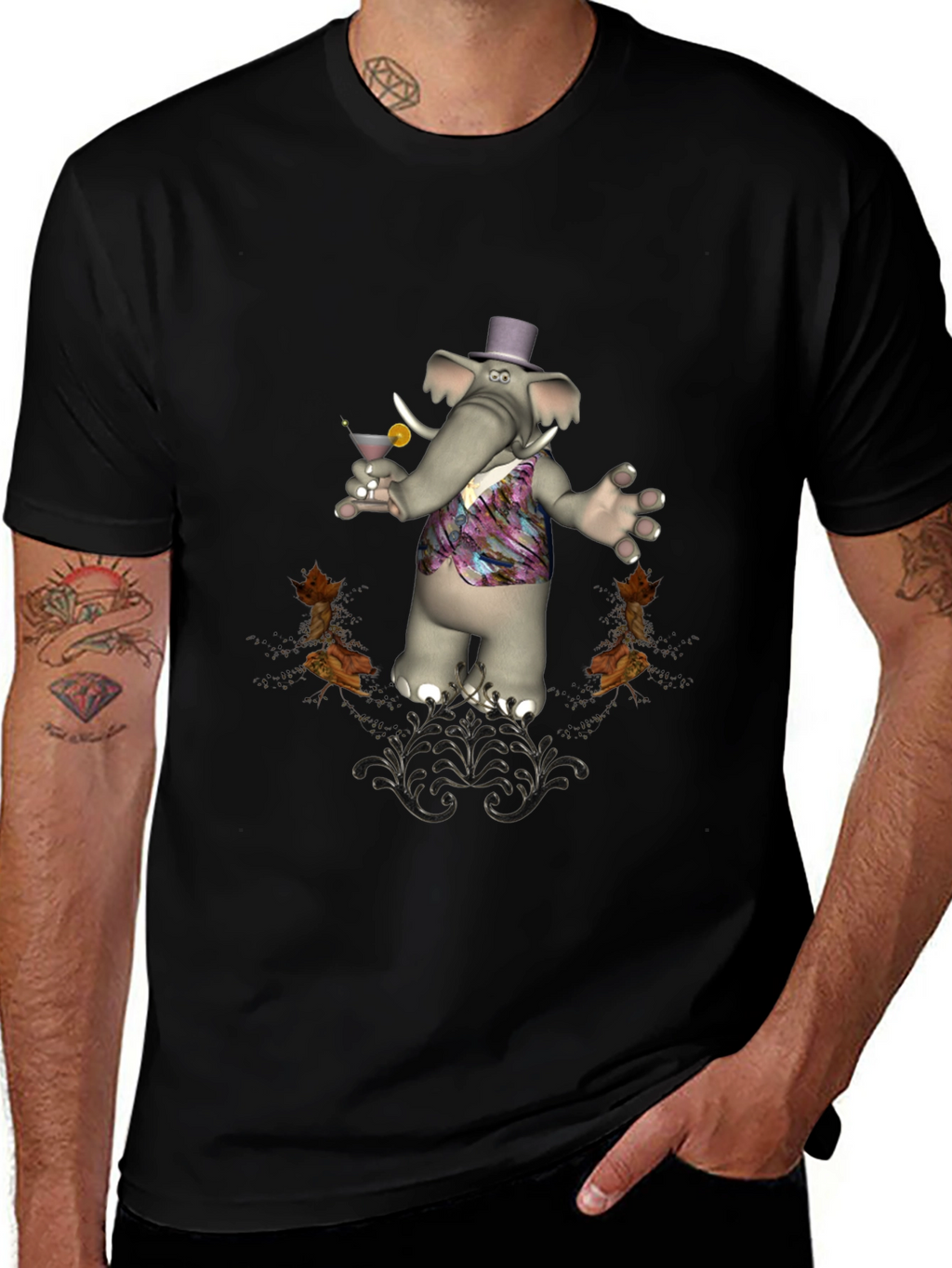 Stylish Elephant Martini T-Shirt