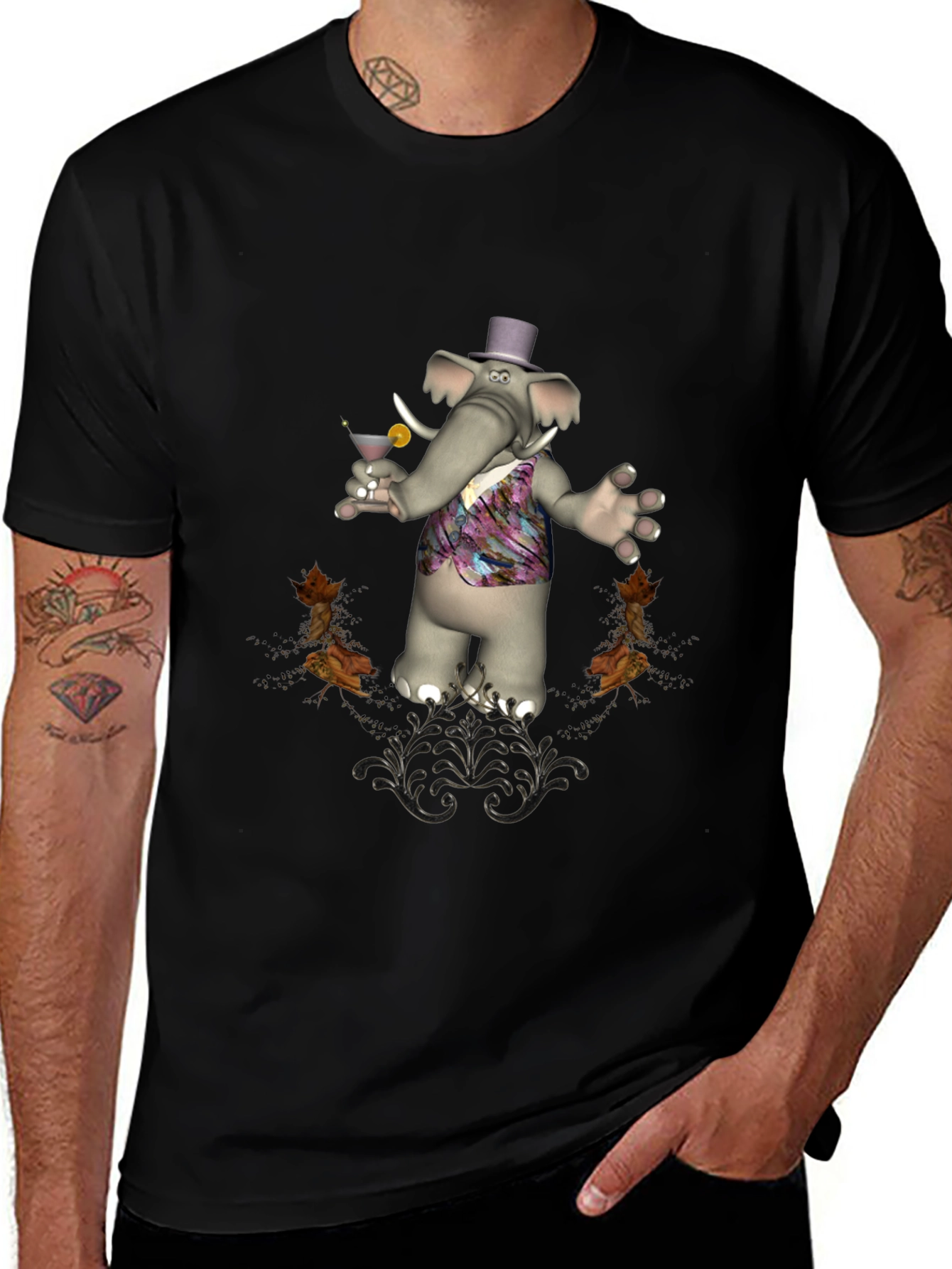 Stylish Elephant Martini T-Shirt
