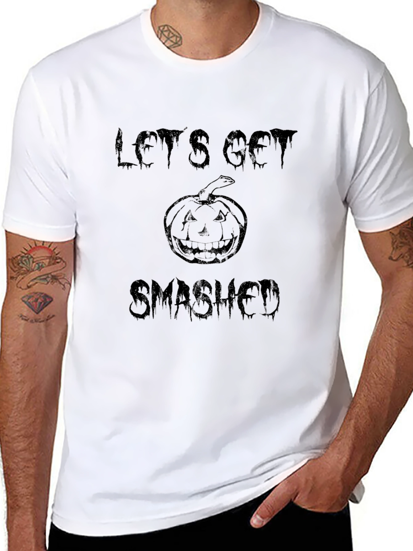 Lets Get Smashed Halloween T-Shirt - Pumpkin Graphic